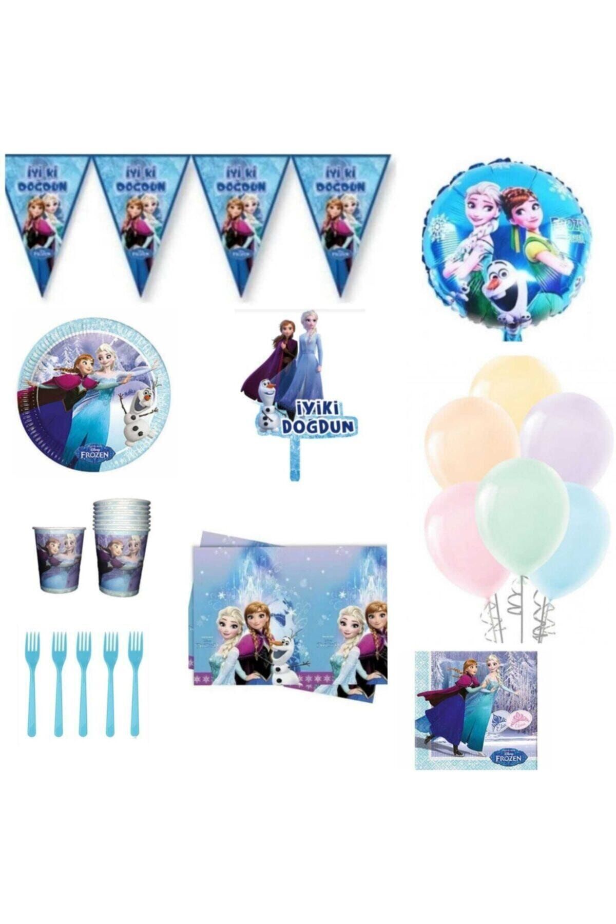 Parti Selesi Frozen Ve Elsa Konseptli Doğum Günü Parti Seti 24 Kişilik