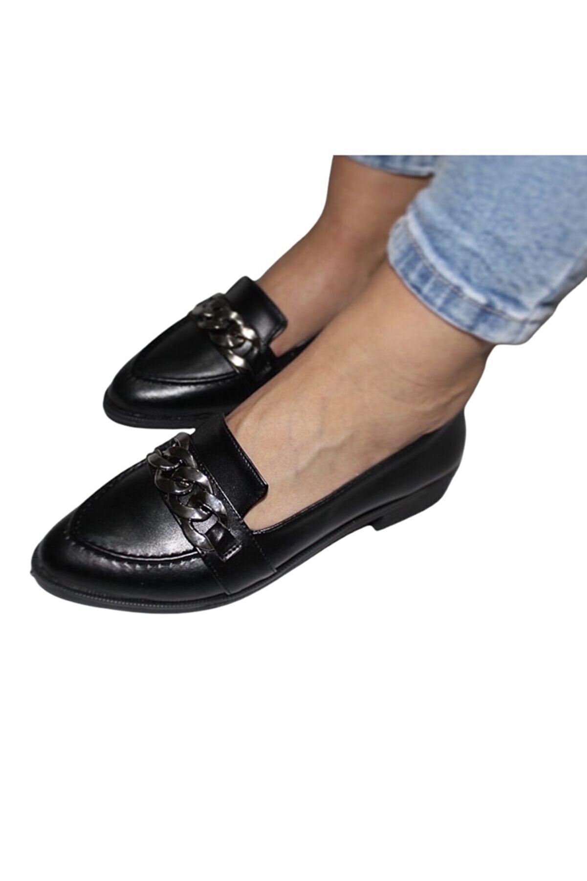 YEMENY Siyah Makosen Tokalı Ayakkabı