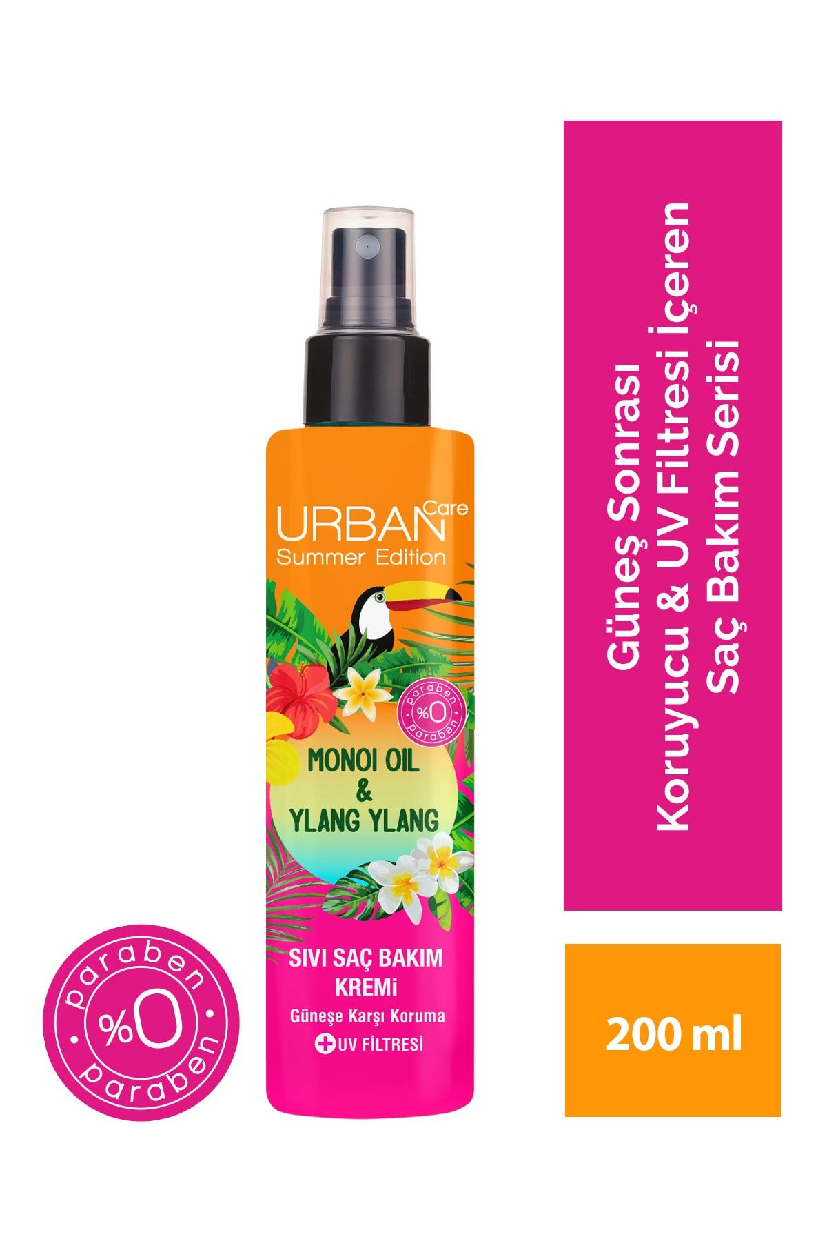 Summer-Monoi Yağı&Ylang Ylang Güneş Koruyucu Sıvı Saç Bakım Kremi-Vegan-200ML_0