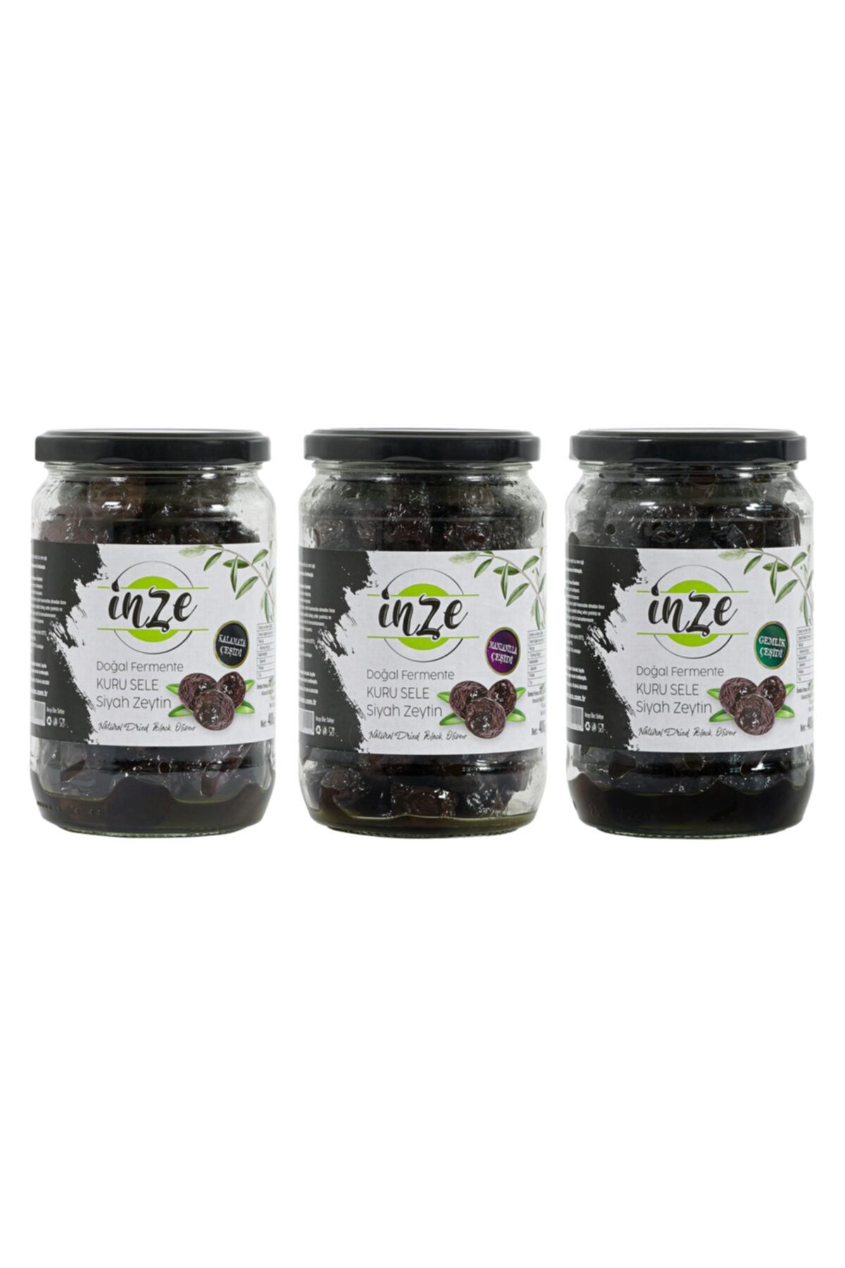 İnze Doğal Fermente Kuru Sele Siyah Zeytin Paketi 1.2 Kg