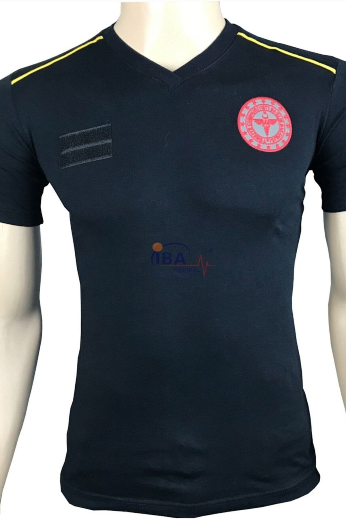 İBA MEDİKAL Lacivert Penye Koton V Yaka T-shirt