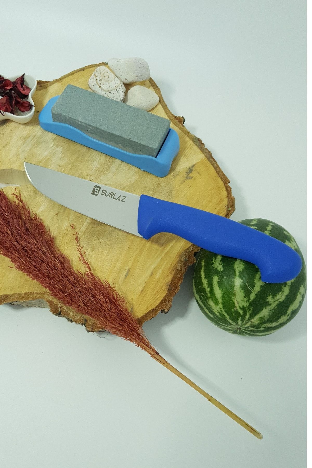 SürLaz Sürmene Jilet Uçlu Mutfak Bıçağı - Standlı Bileme Taşı