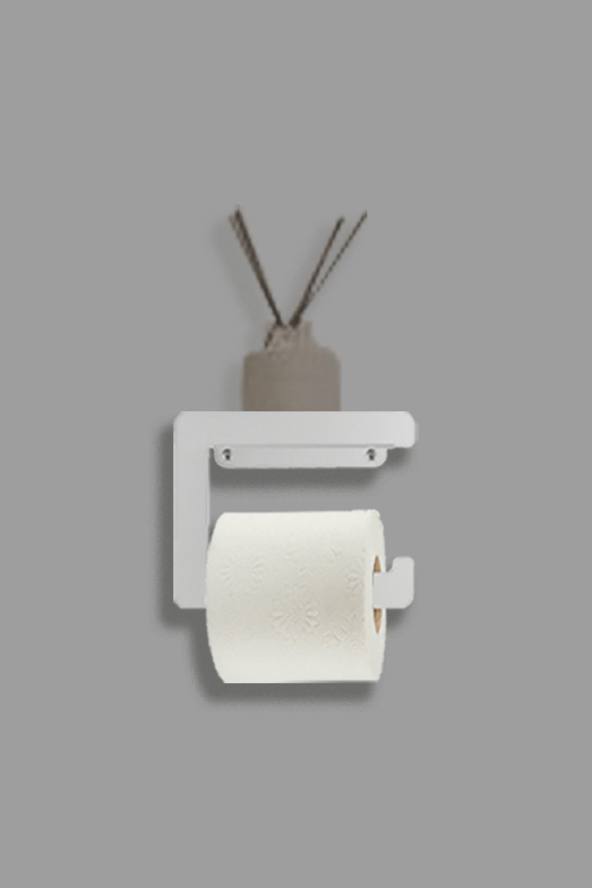Hobi Demir Sanat Beyaz Raflı Tuvalet Kağıtlığı