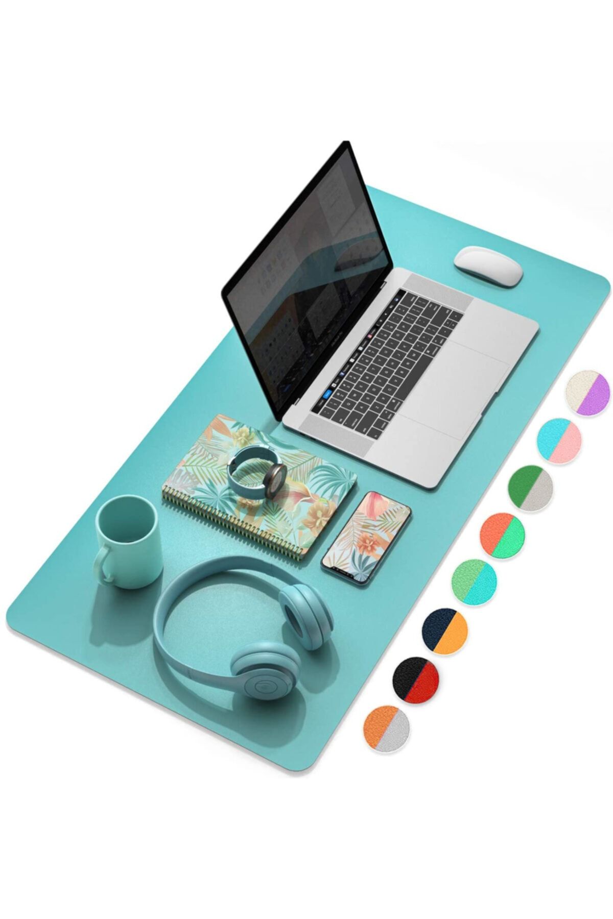 Xrades Çift Renk Deri Mousepad Laptop Bilgisayar Için 80x40 Cm Turkuaz Ve Açık Yeşil