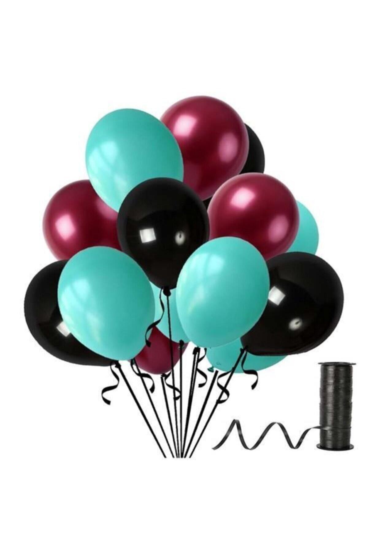 Happyland Bordo-yeşil-siyah Metalik Sedefli Balon 30 Adet