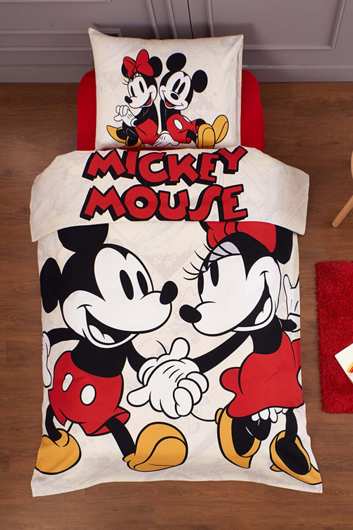 Özdilek Beyaz Mickey Minnie Mouse Lovely Tek Kişilik Disney Pike Takımı