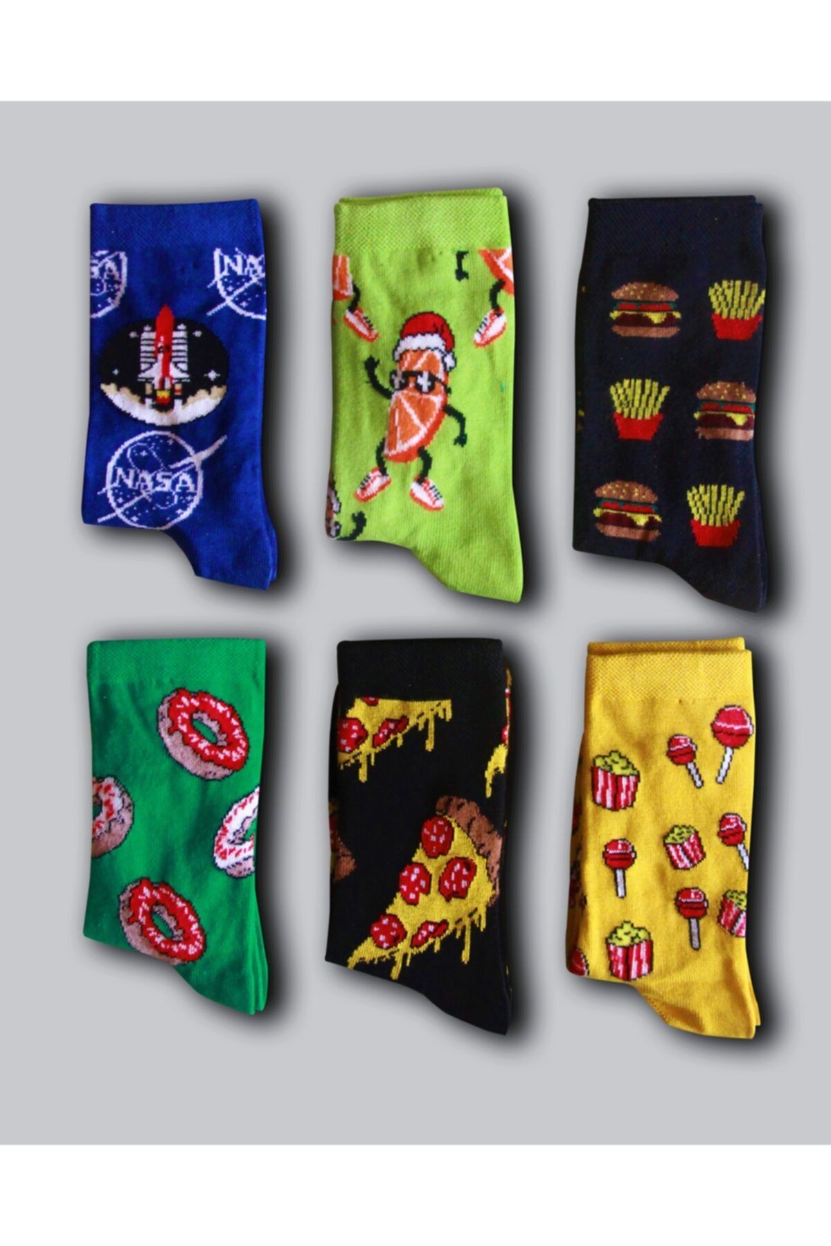 Çoraphane Unisex Desenli Renkli Çorap 6 Çift