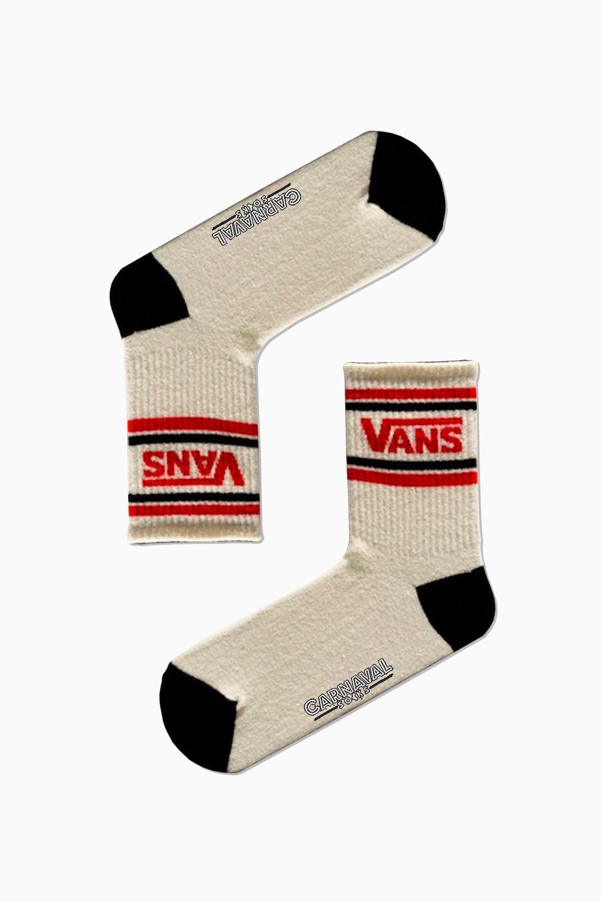 Vans Çift Şeritli Vans Yazılı Desenli Renkli Spor Çorap
