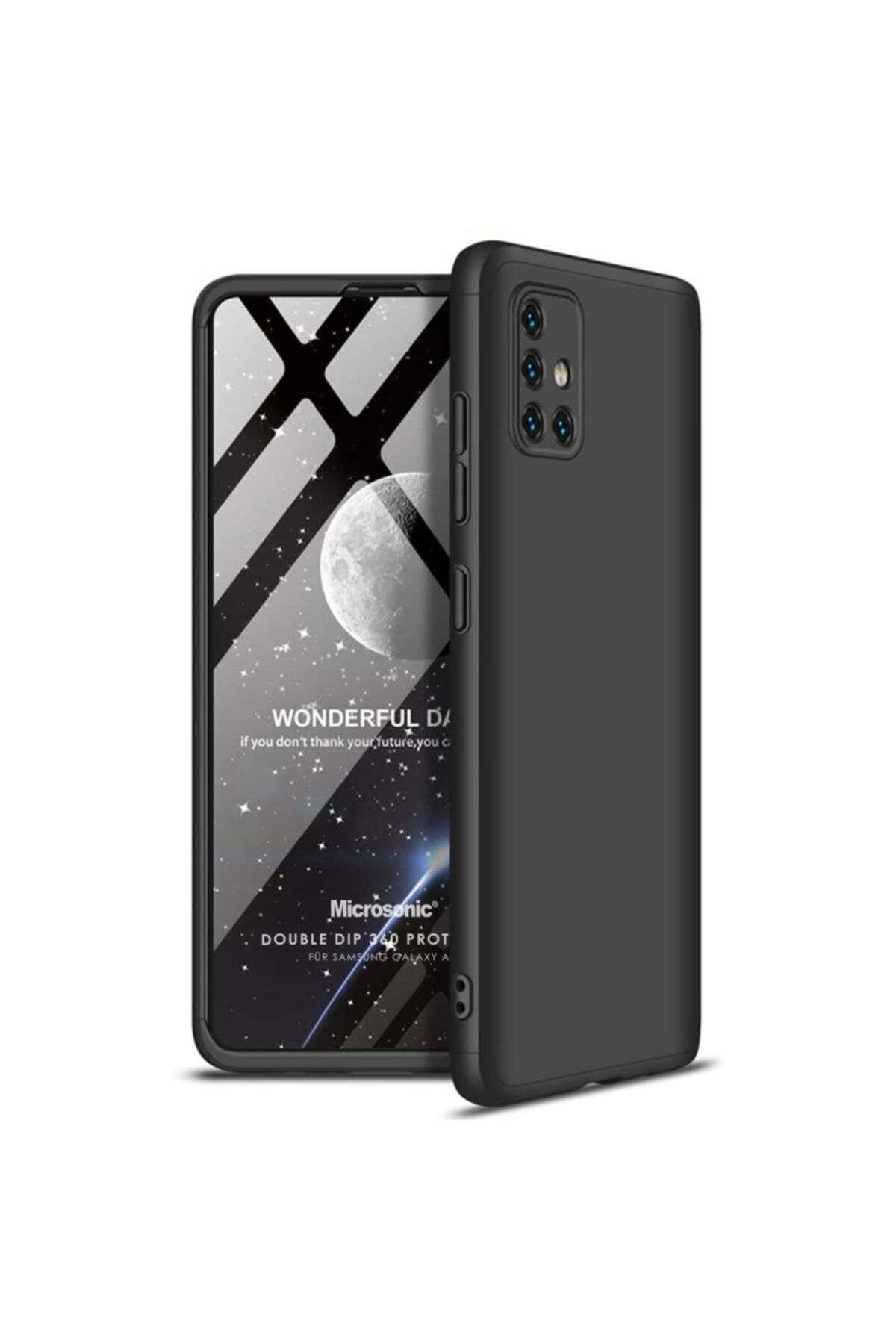 Microsonic Samsung Galaxy A71 Kılıf Double Dip 360 Protective Siyah Uyumlu