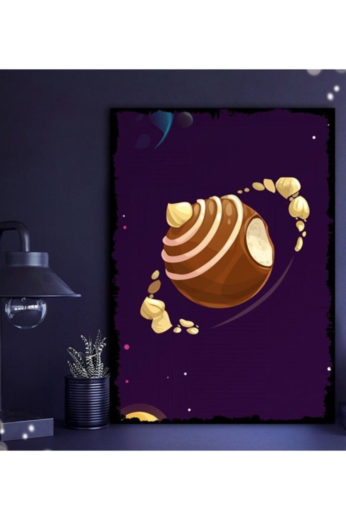 Tontilika Çikolata Gezegeni Uzay Tasarım 21x30cm Hediyelik Dekoratif 8mm Ahşap Tablo