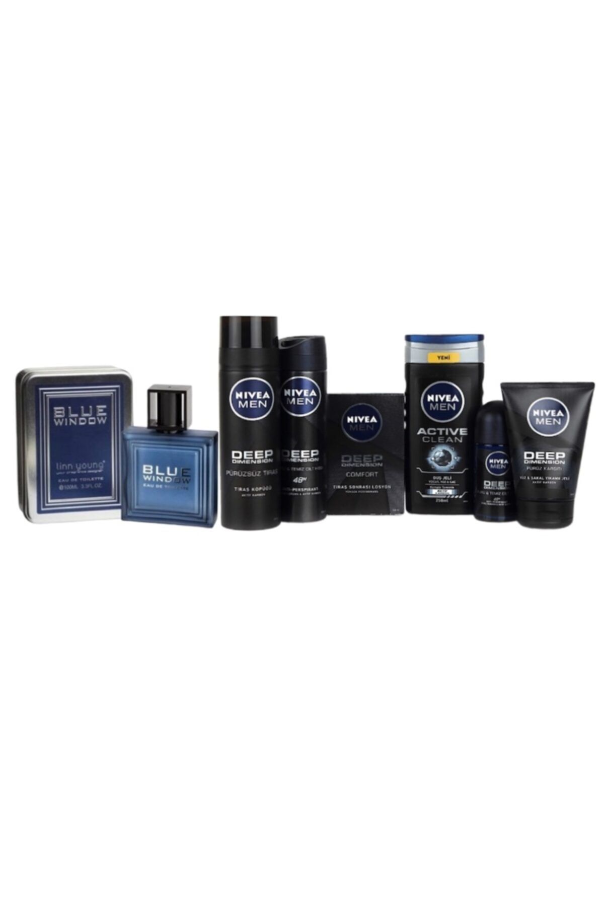 NIVEA Men Deep Dimension Cilt Bakım Seti + Blue Window Edt 100 Ml Erkek Parfümü