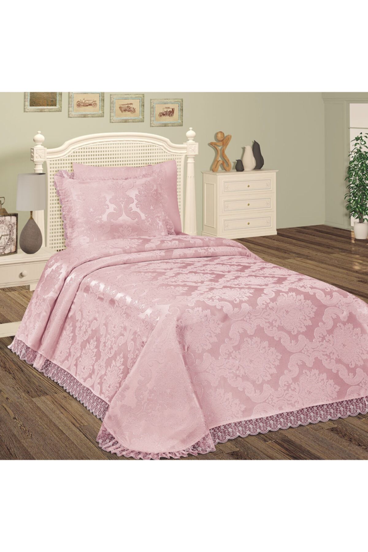 BELLOO HOME Pembe Aden Tek Kişilik Yatak Örtüsü