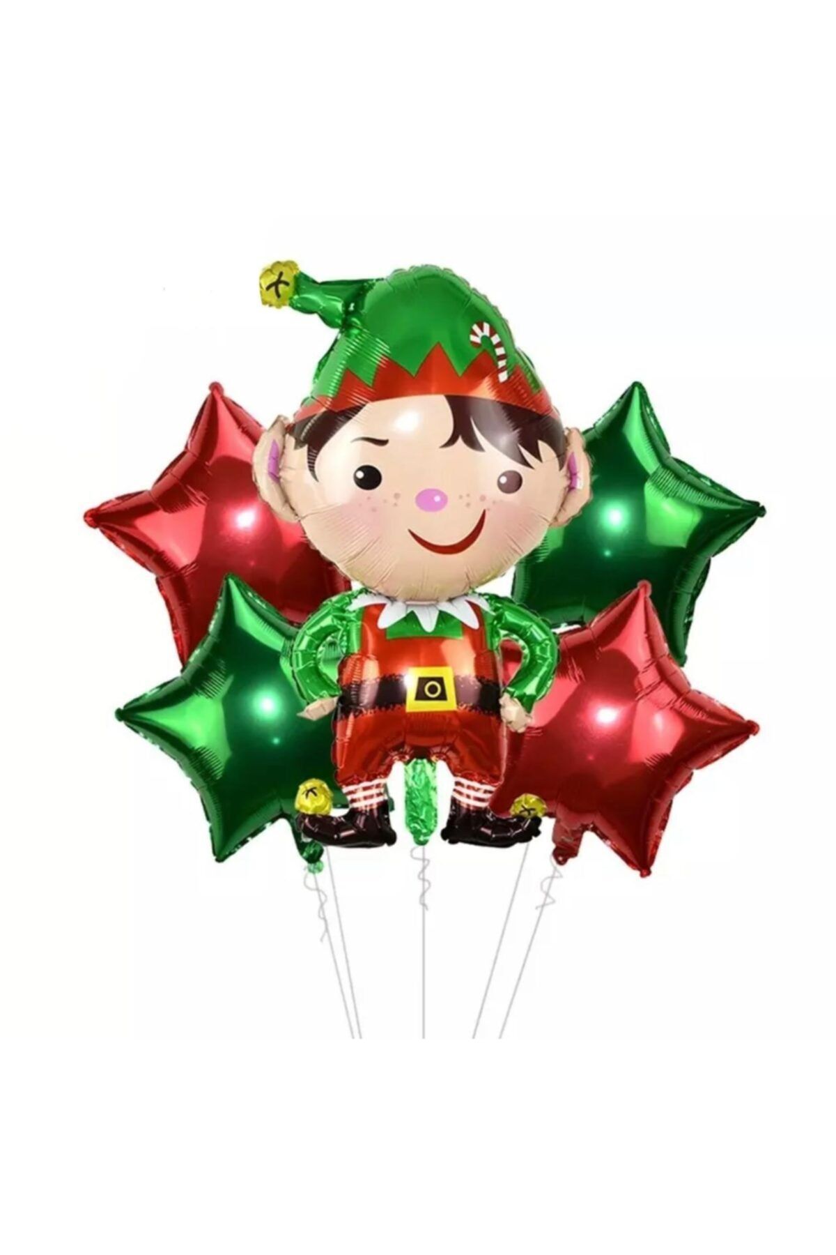 QUEEN AKSESUAR Yılbaşı Özel Elf Yıldız Yıldız Dev Folyo Balon Seti 5 Parça