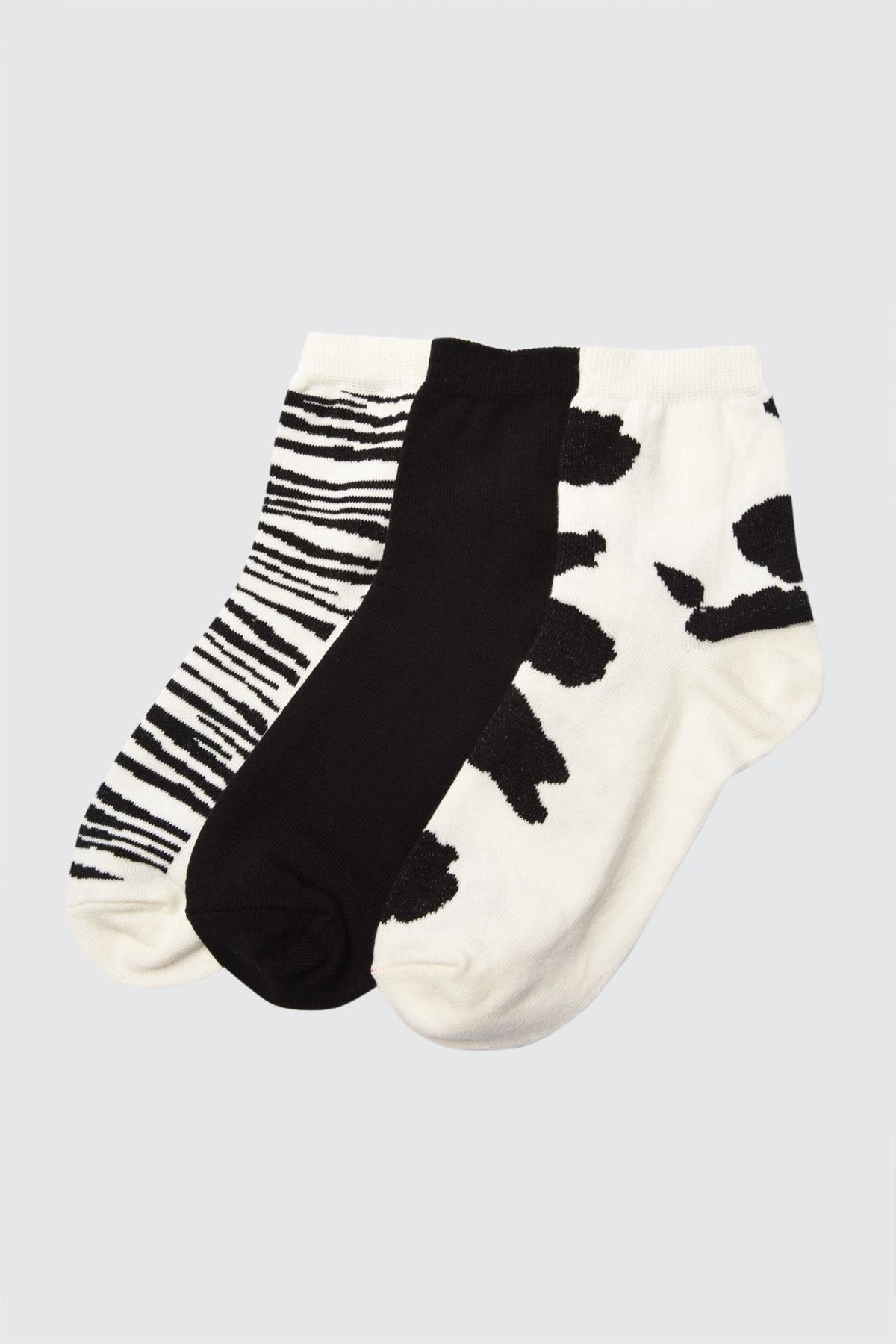 TRENDYOLMİLLA Siyah 3'lü Paket Örme Soket Çorap TWOAW21CO0127
