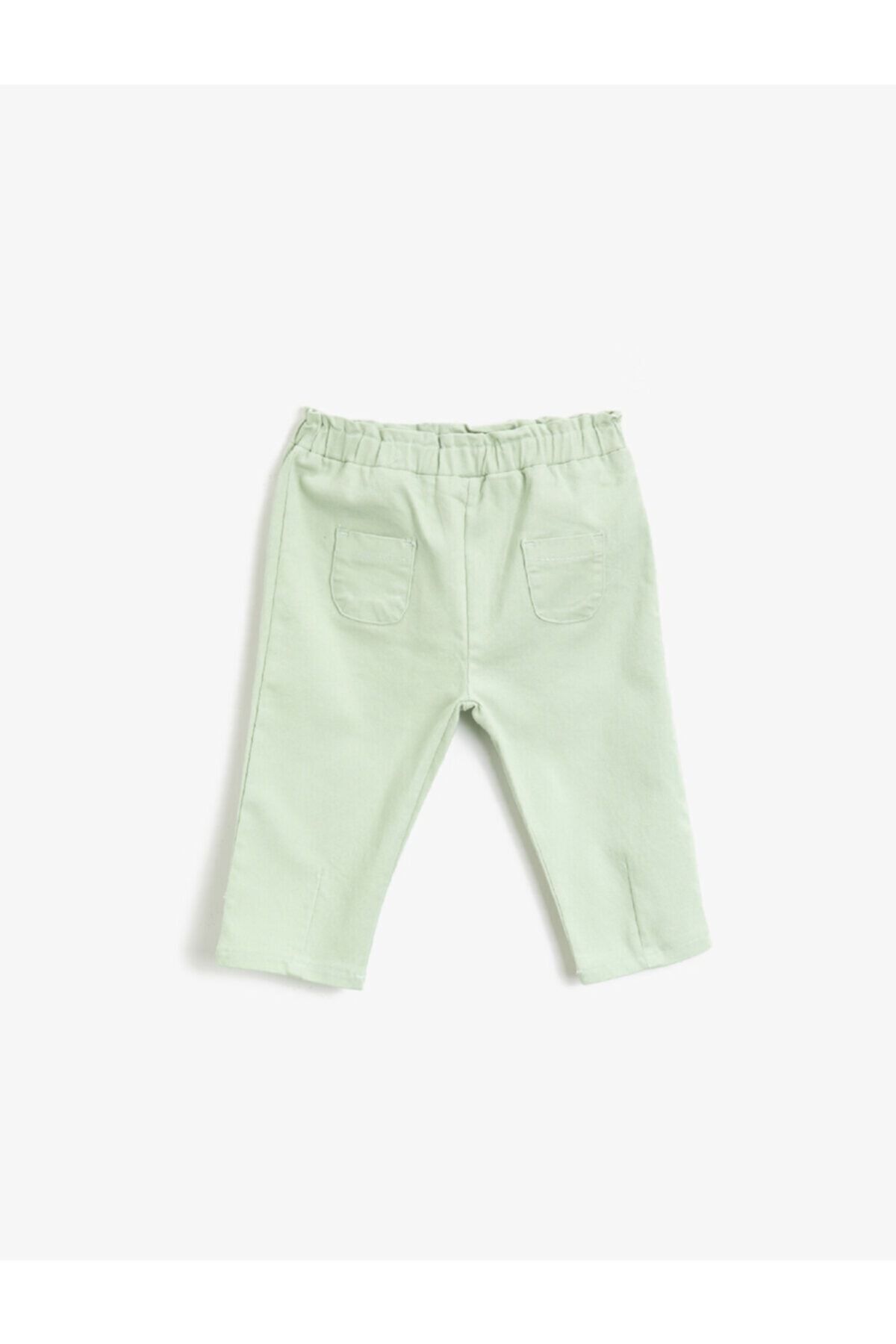 Koton Kız Bebek Yeşil Cepli Beli Lastikli Pantolon