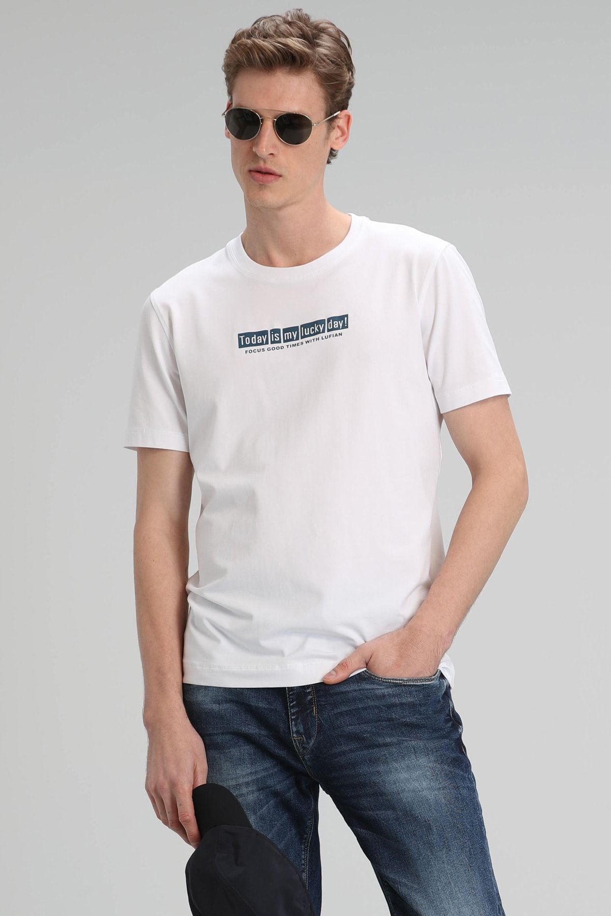 Lufian Timur Modern Grafik T- Shirt Beyaz