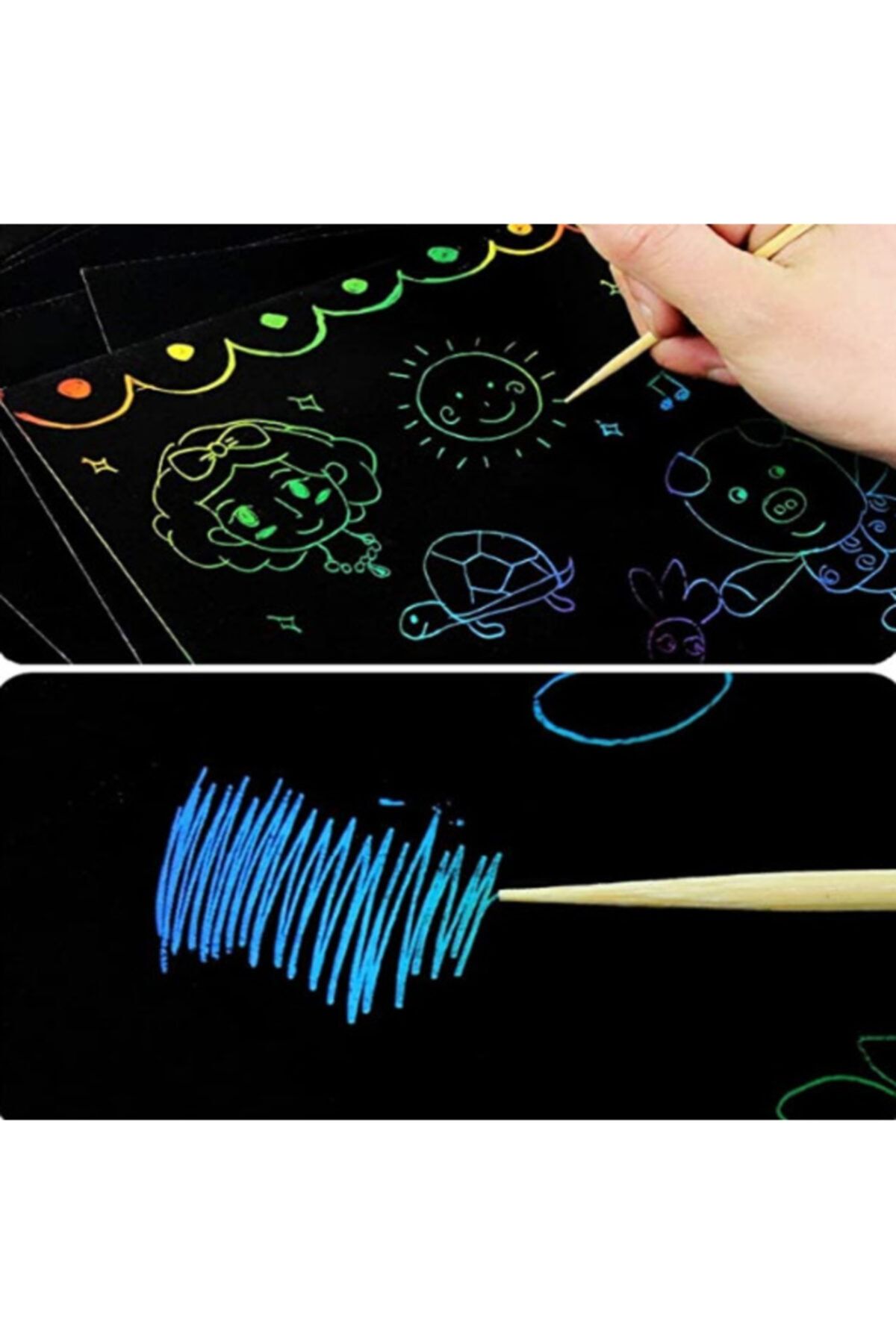 EKIRTASİYE Scrath Note 8 Paket Gökkuşağı Çizik Kağıt, Çocuk Için Sihirli Karalama Sanatı (14CM ×10CM,4 RENK)