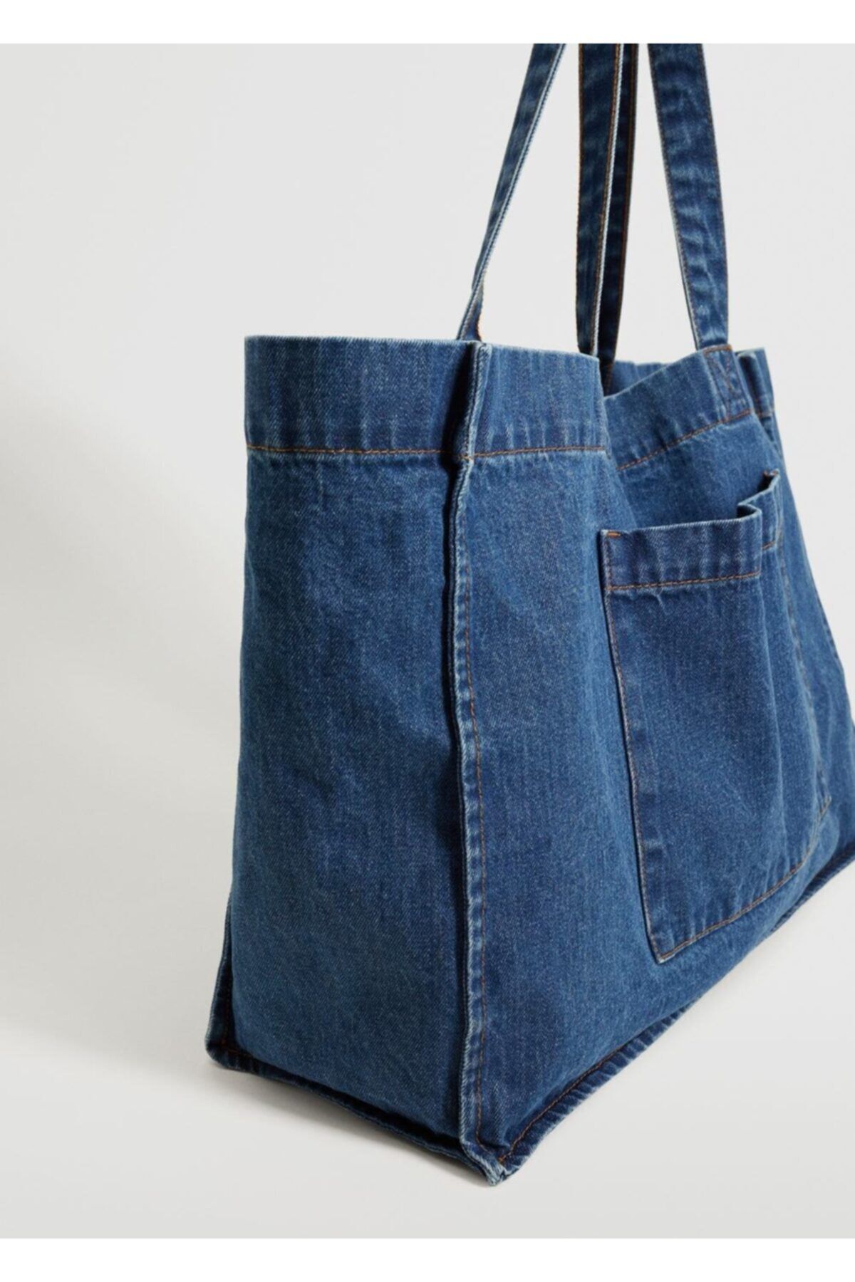 MANGO Kadın Mavi Kot Shopper Çanta