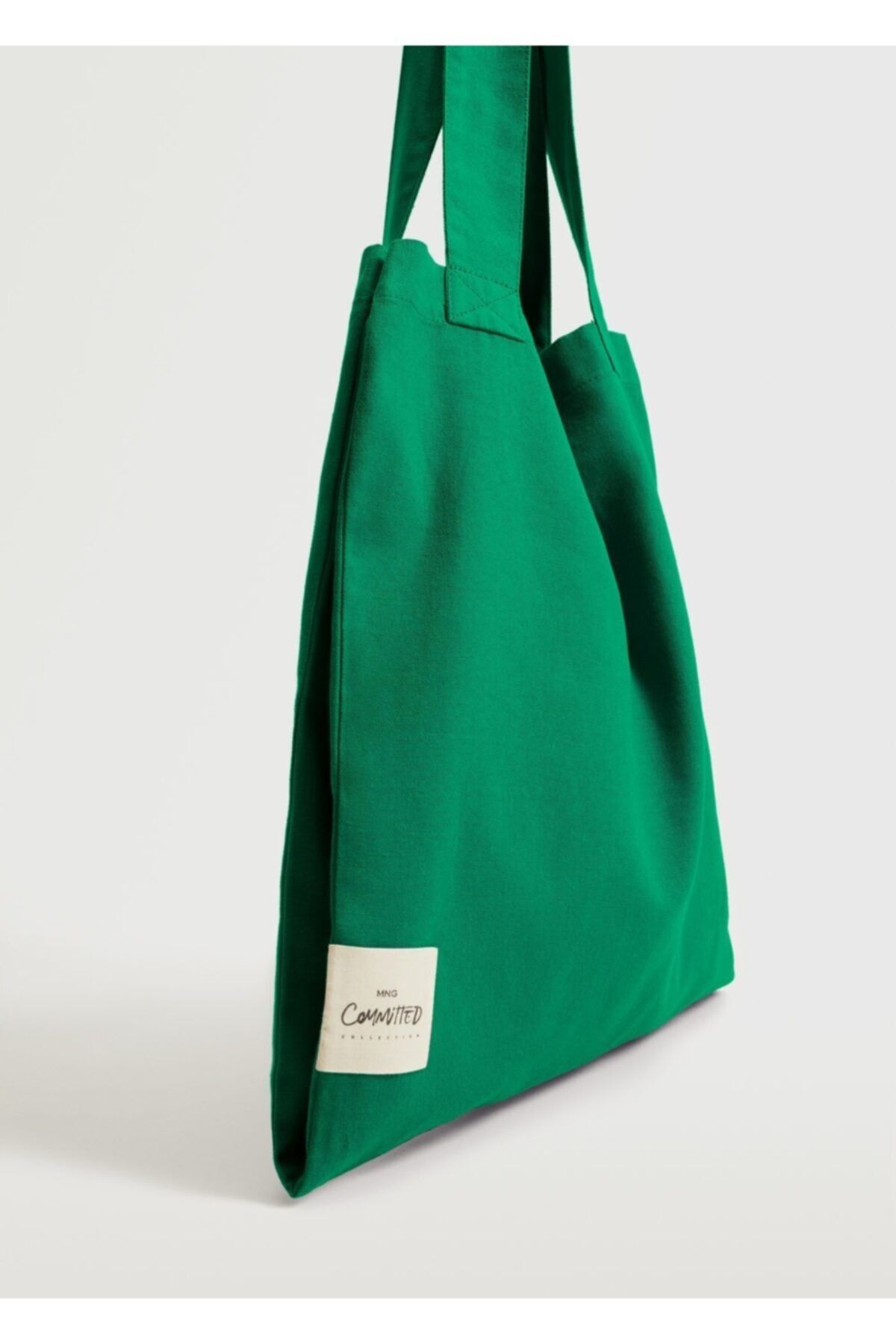 MANGO Kadın Yeşil Pamuklu Shopper Çanta