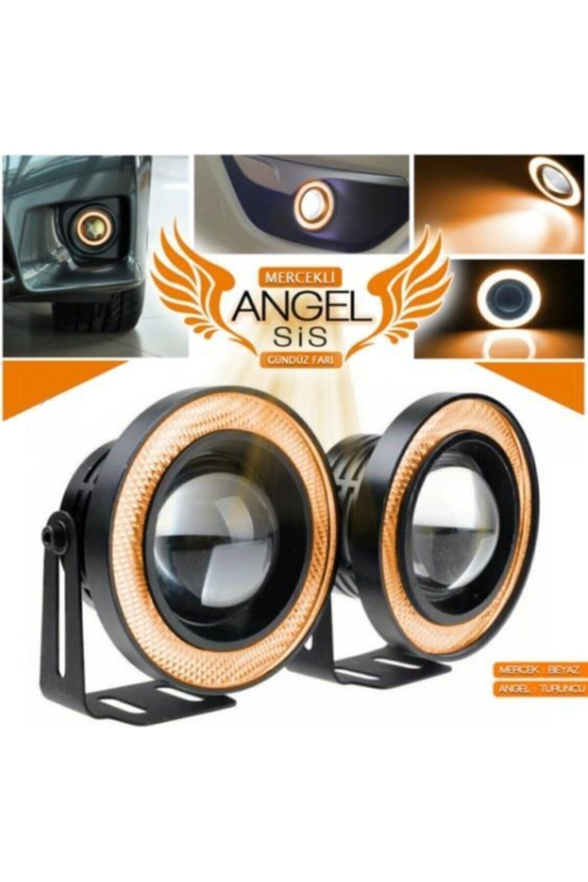 Genel Markalar Üniversal Mercekli Angel Sis Farı Su Geçirmez 76 Mm Turuncu Angel Eye