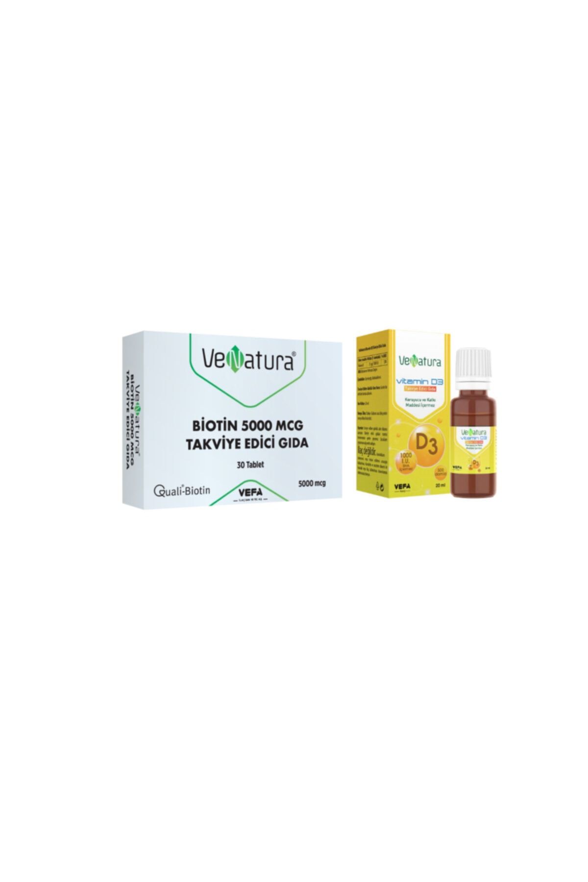 Venatura Biotin 5000 Mcg Takviye Edici Gıda 30 Tablet + D3 Vitamini 20 Ml Damla