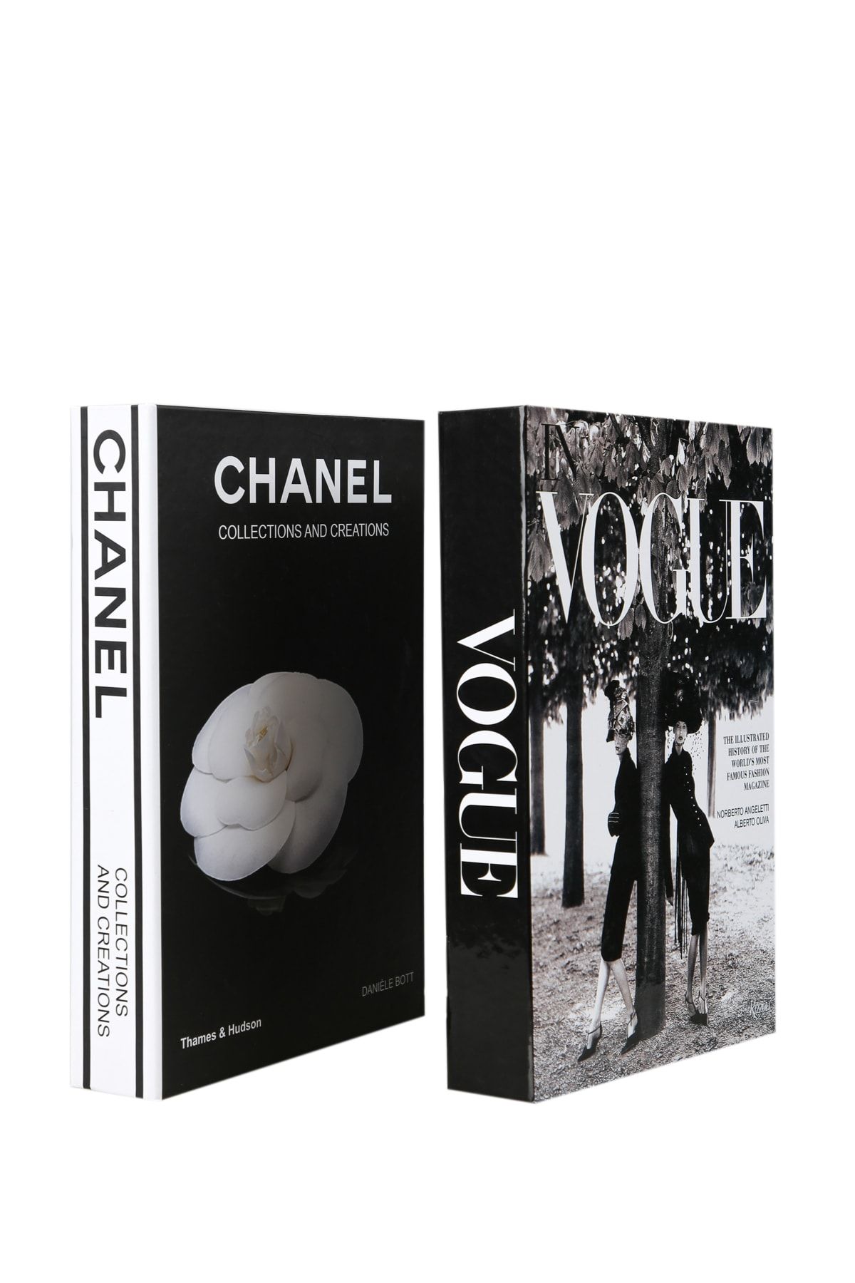 irayhomedecor Siyah Beyaz 2'li Vogue Kadınlar Gül Dekoratif Kitap Kutu