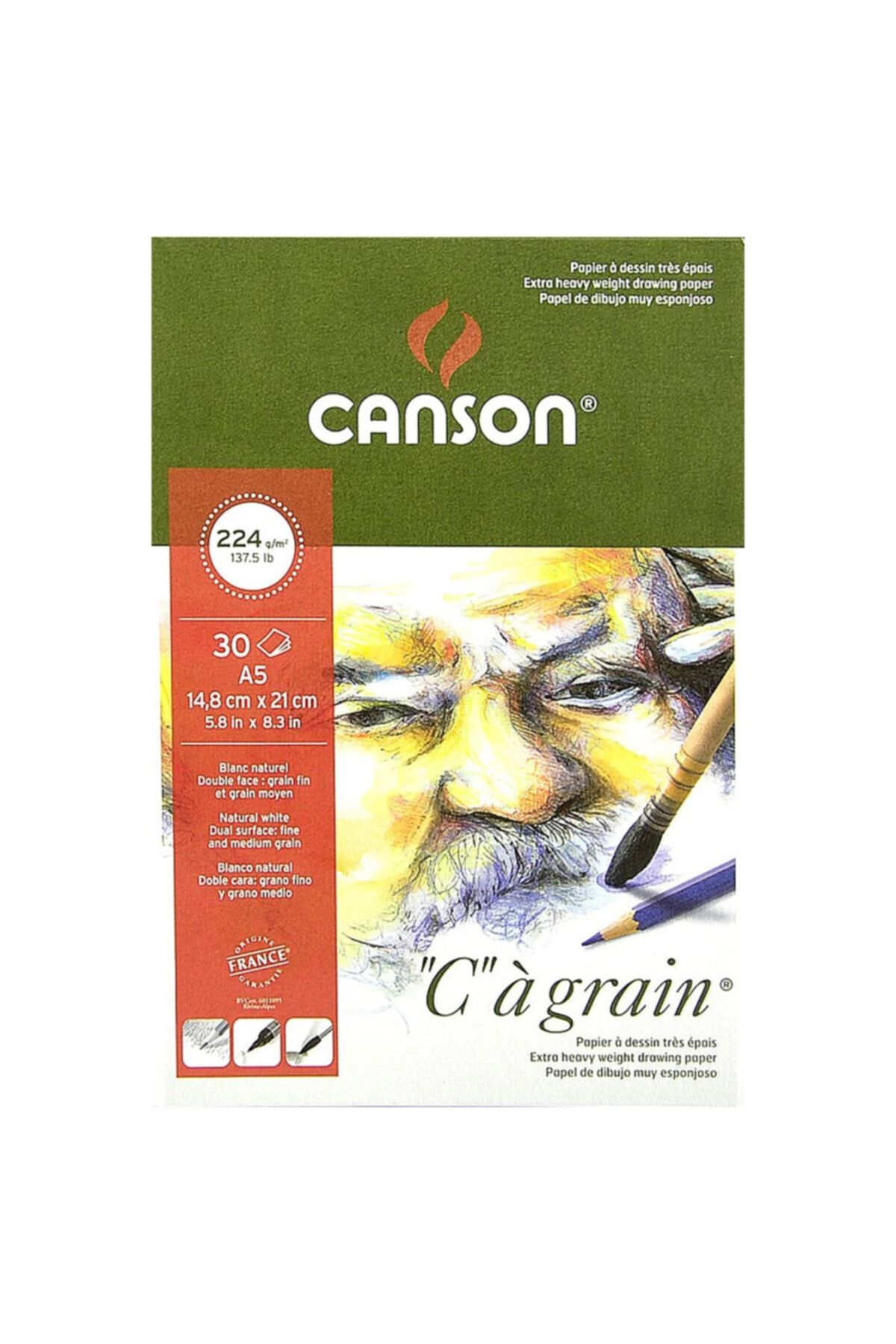 Canson Cagrain Yapışkanlı Eskiz Çizim Defteri 224gr,30 Yaprak,a5 Boy 400060620