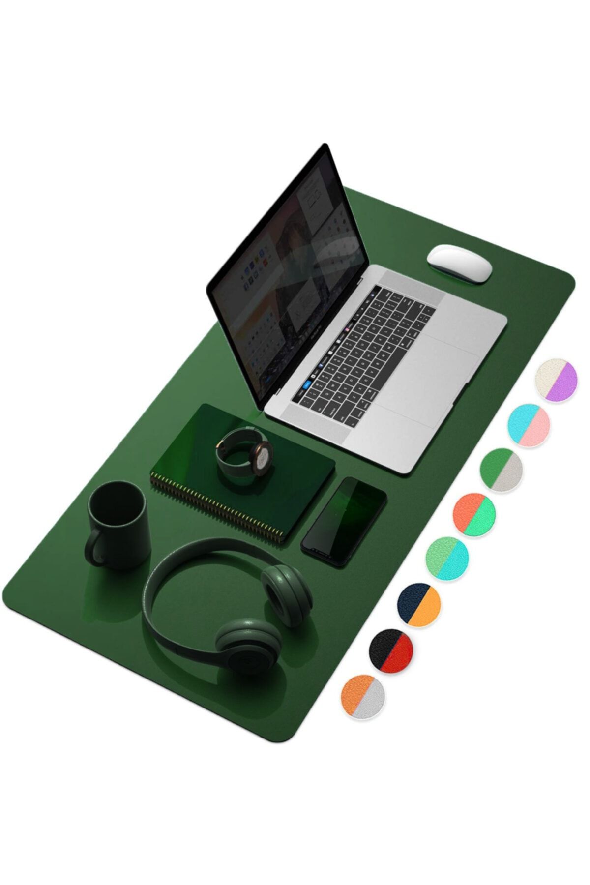 Xrades Çift Renk Deri Mousepad Laptop Bilgisayar Için 80x40 Cm Yeşil Ve Gri