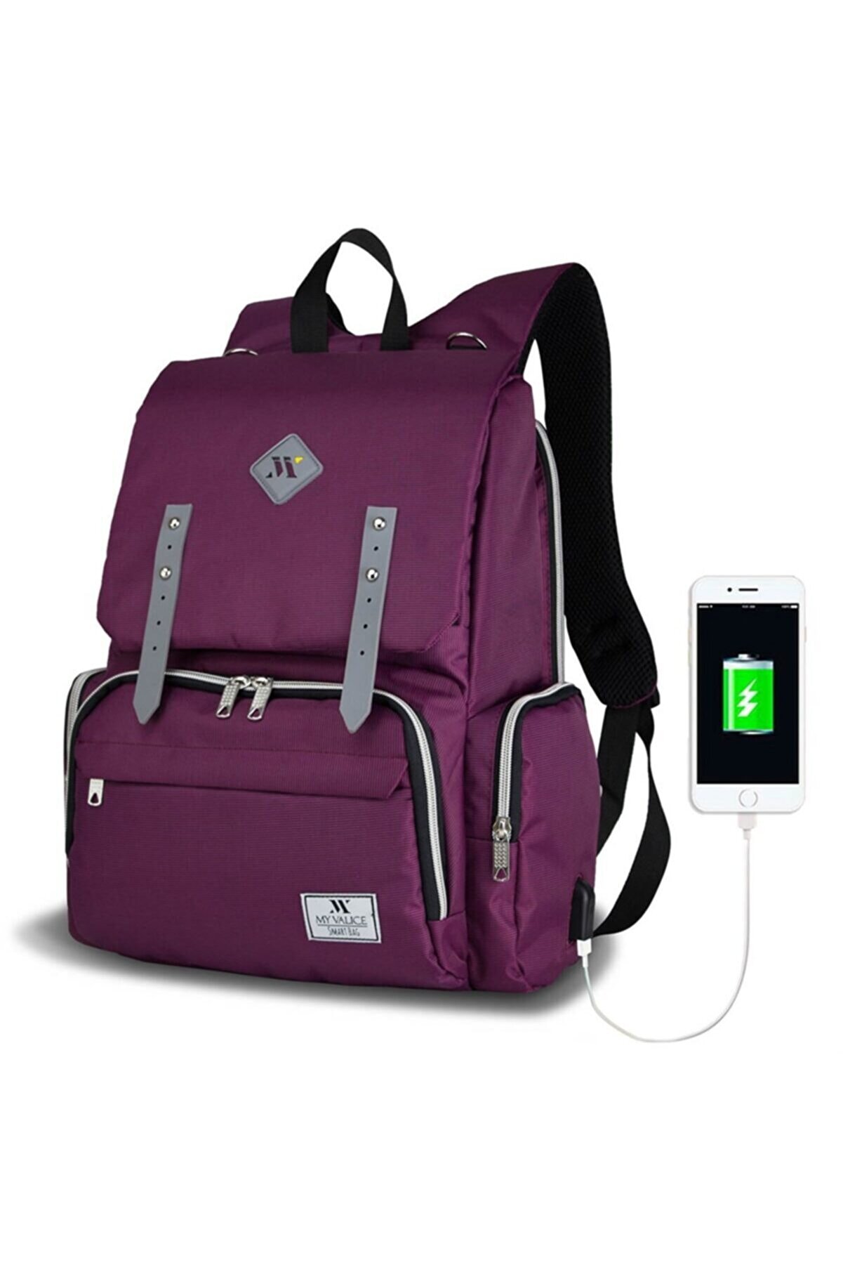 My Valice Unisex Mor Smart Bag Mother Star USB'li Anne Bebek Bakım Çantası