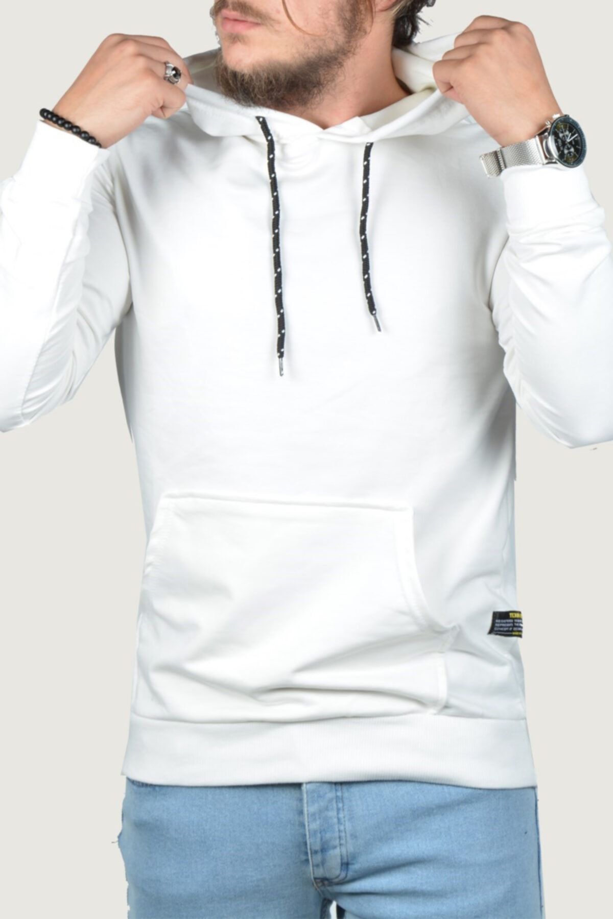 Terapi Men Erkek Kapşonlu Uzun Kollu Sweatshirt 20y-5200322 Beyaz