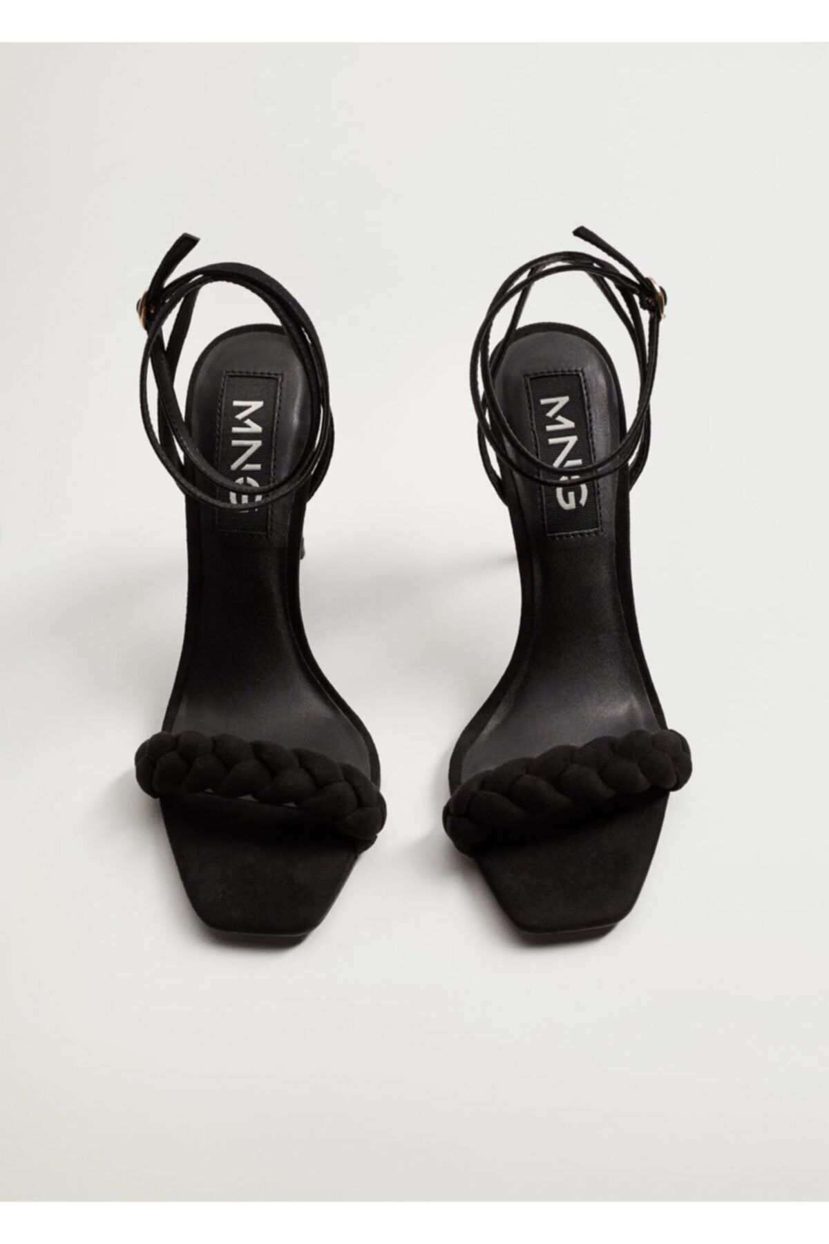 MANGO Kadın Siyah Örgü Bantlı Topuklu Sandalet