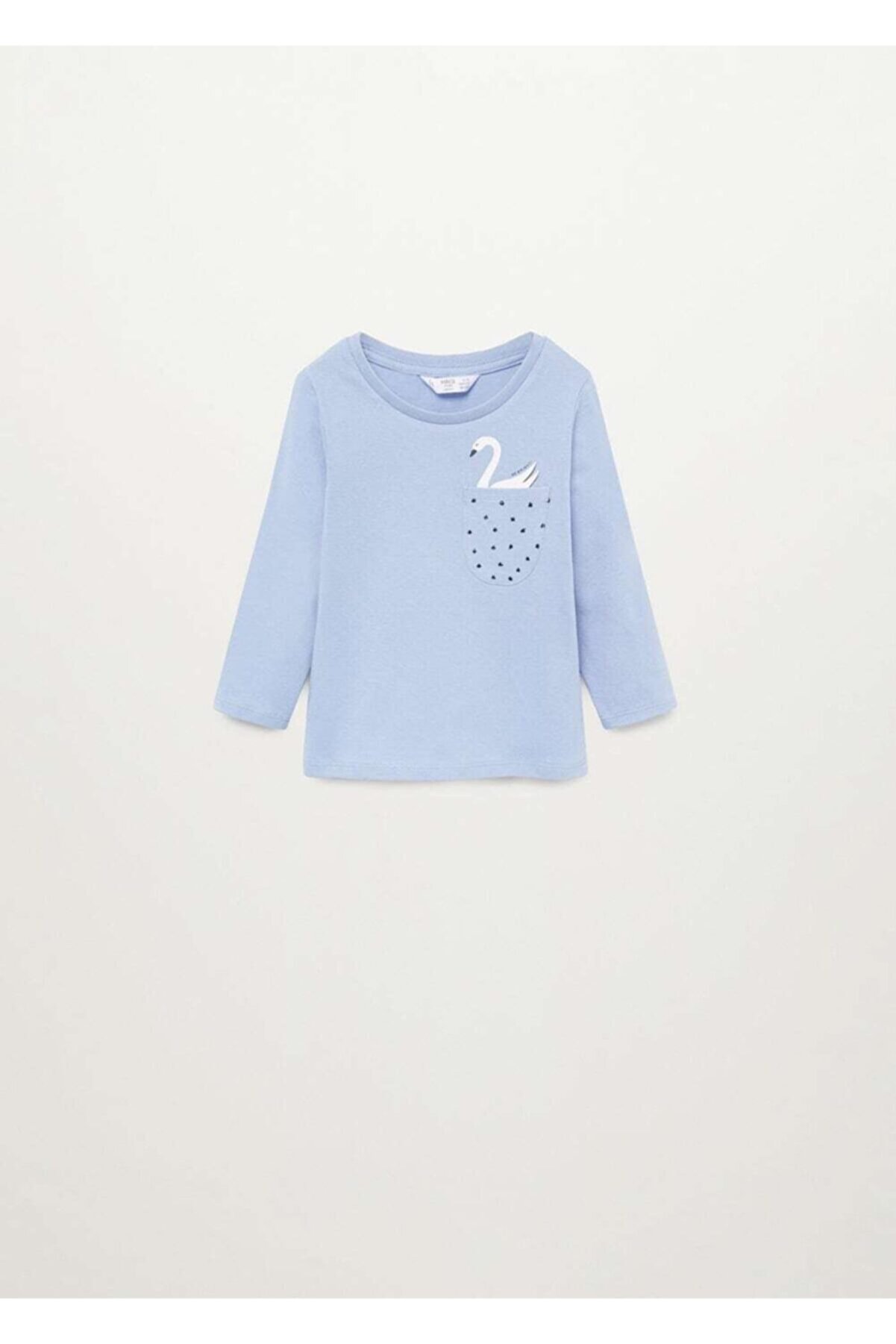 MANGO Baby Bebek Mavi Uzun Kollu Baskılı Tişört