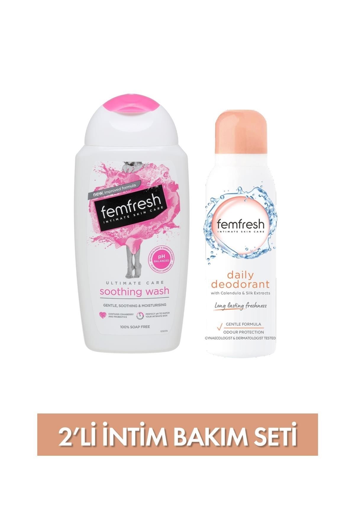 Femfresh Genital Bölge Rahatlatıcı Yıkama Jeli 250 ml + Genital Bölge Deodorantı - Intimate Deodorant 125 ml