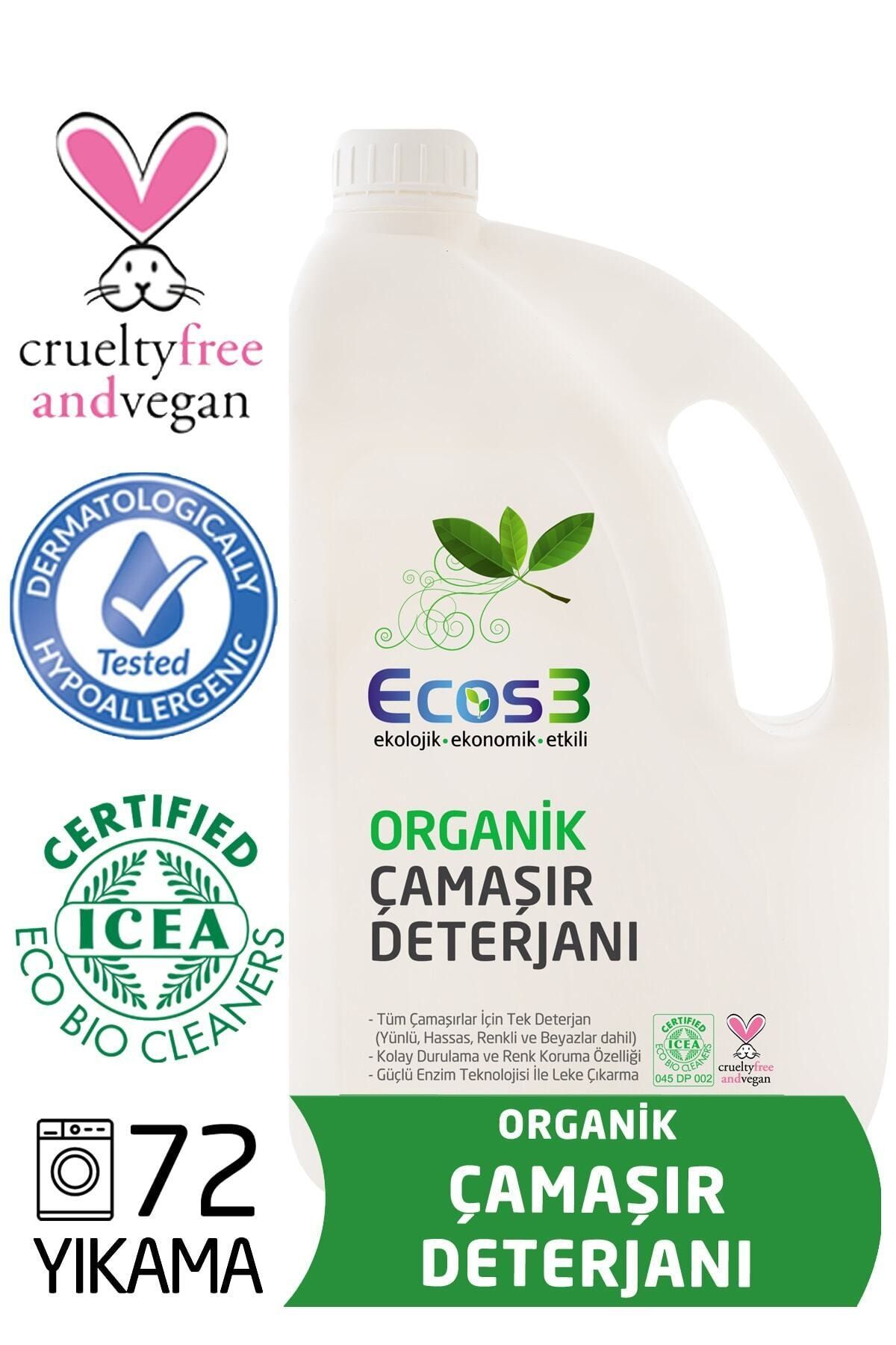 Ecos3 Organik Vegan Sıvı Çamaşır Deterjanı 2500 Ml - 72 Yıkama