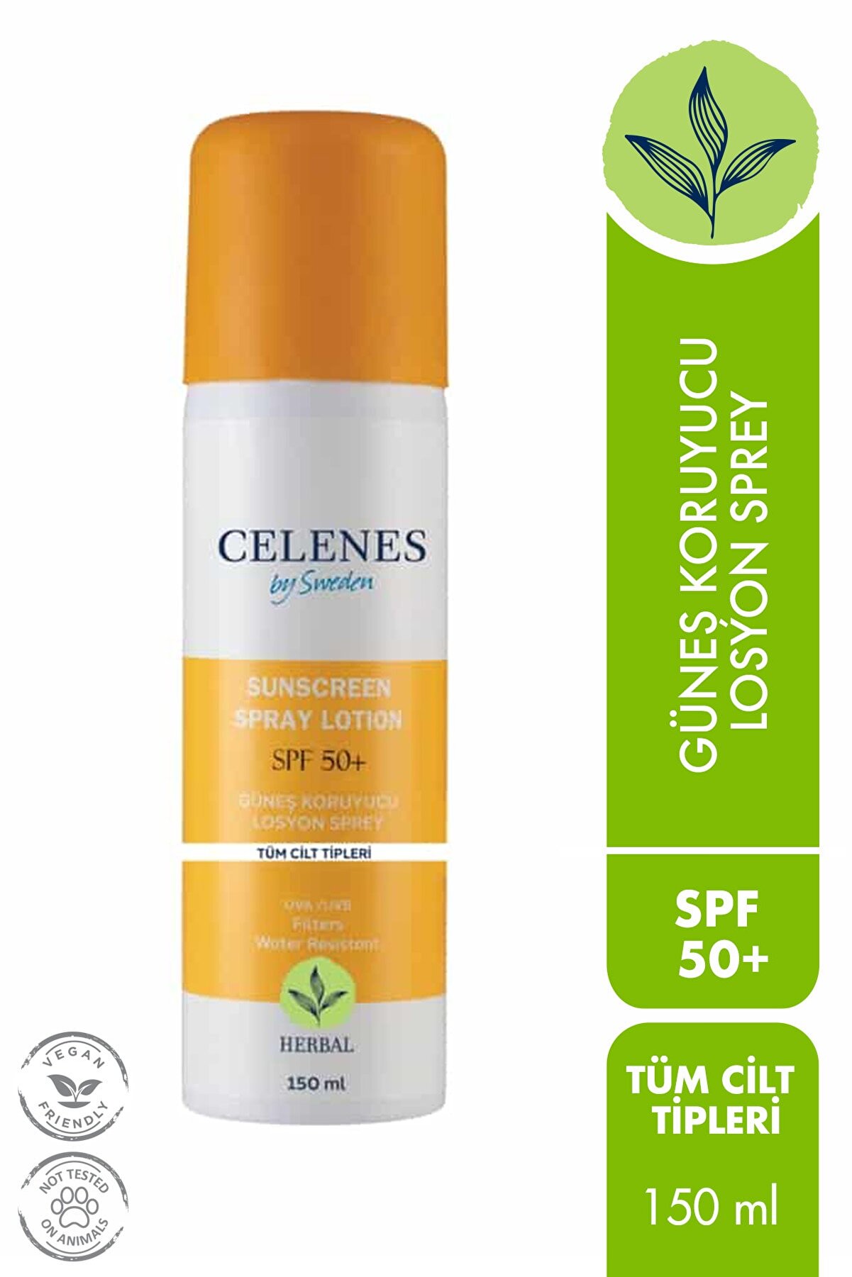 Celenes by Sweden Herbal Güneş Koruyucu Losyon Sprey 50 Spf 150ml / Tüm Cilt Tipleri