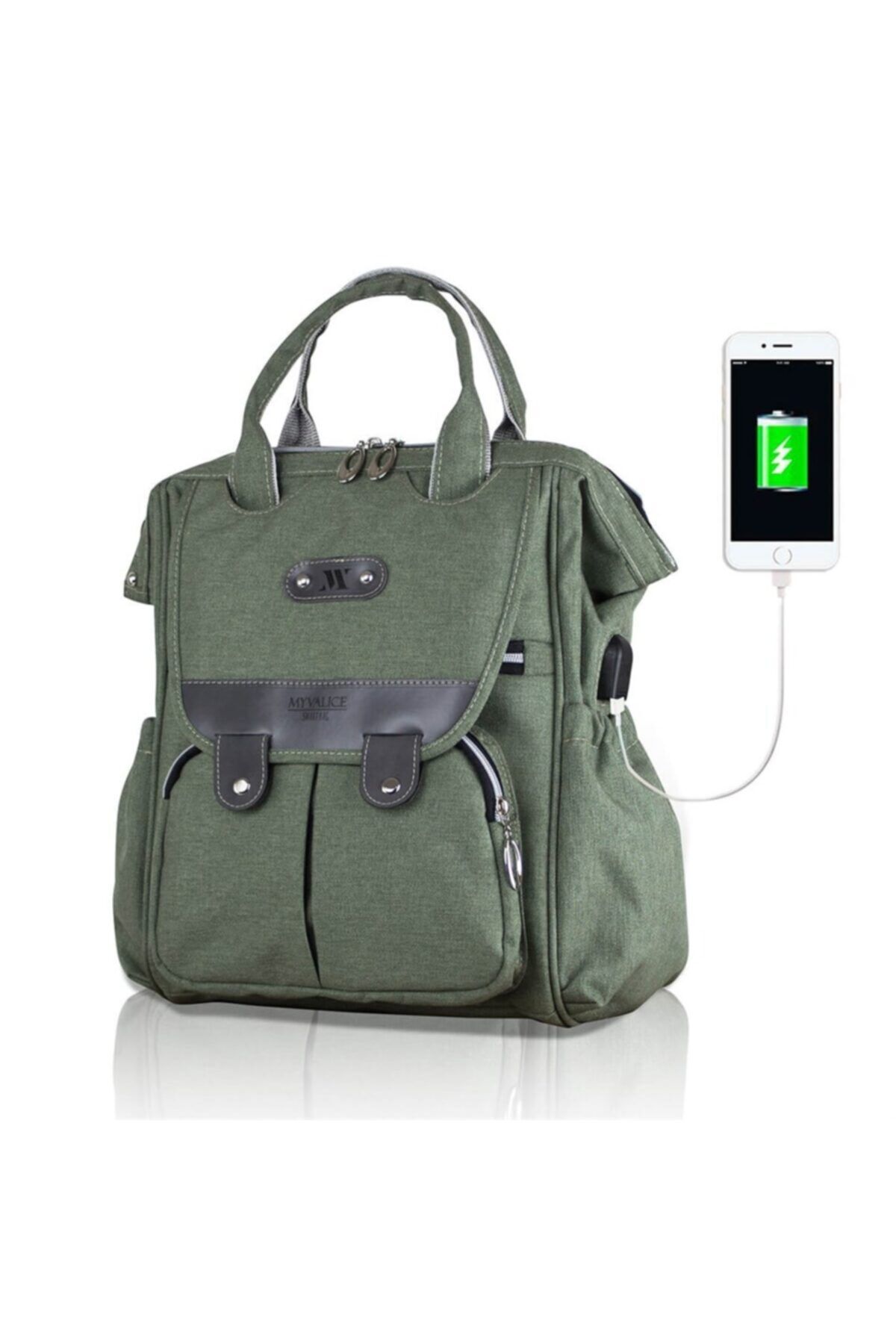 My Valice Smart Bag Tiny Usb'Li Anne Bebek Bakım Ve Sırt Çantası Haki /