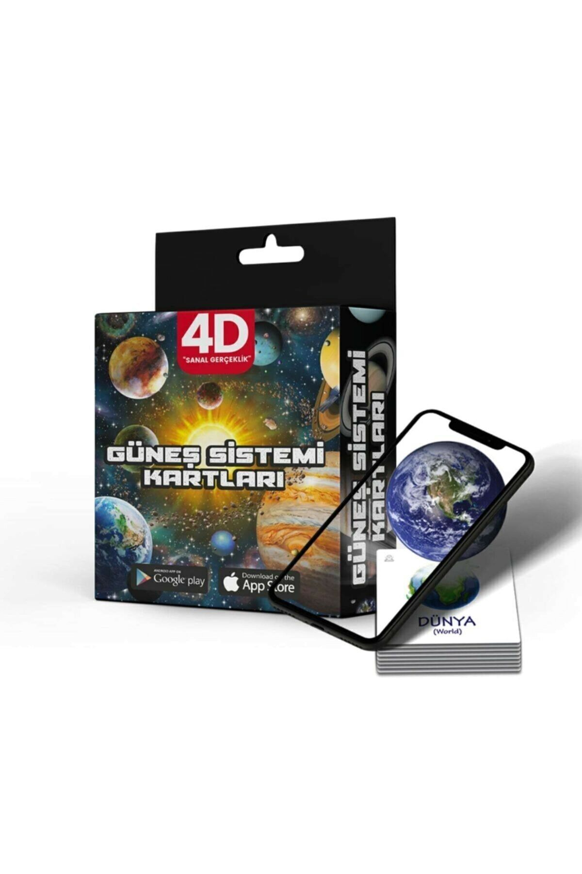 DERELİ MATBAA Çocuk Eğitici 12 Adet 4d Uzay Kart - Güneş Sistemi Kartları - Sanal Gerçeklik