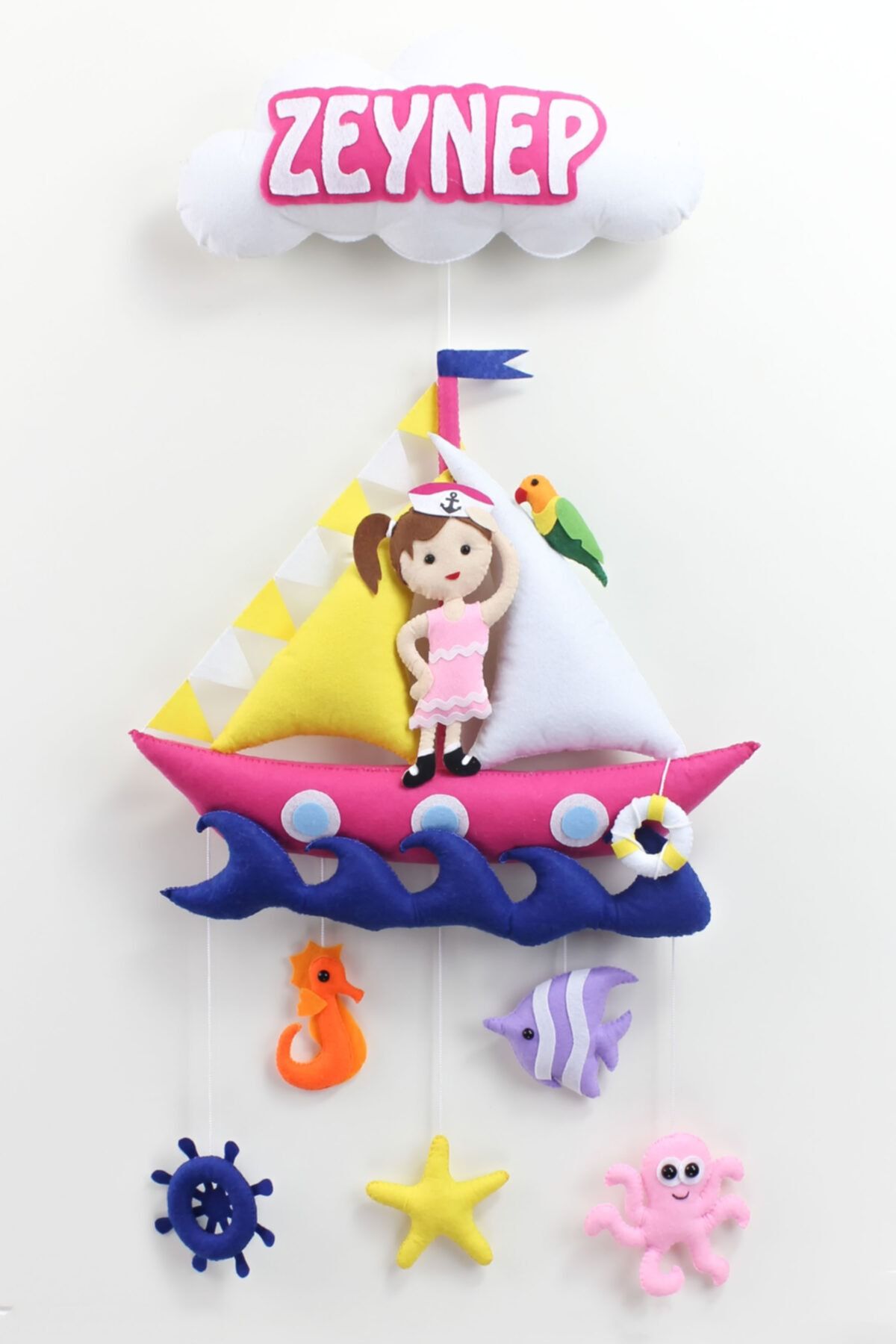 Renkli Hayallerim Zeynep Isimli Denizci Kız Bebek Odası Kapı Süsü