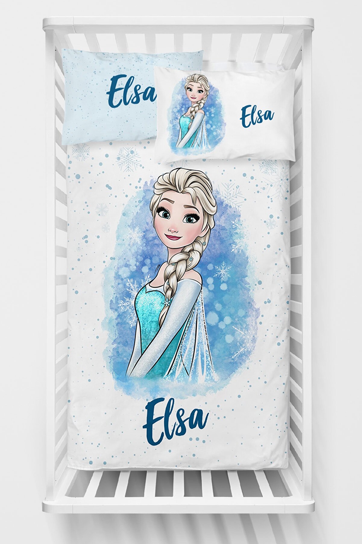 Homamia Isme Özel %100 Pamuk Bebek Nevresim Takımı Frozen Elsa