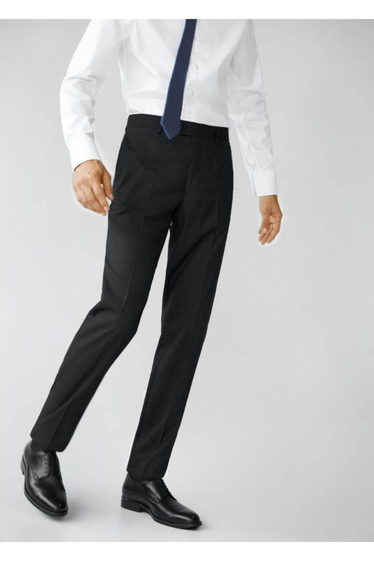 MANGO Man Erkek Gri Regular Kesimli Mini Dokuma Takım Pantolon