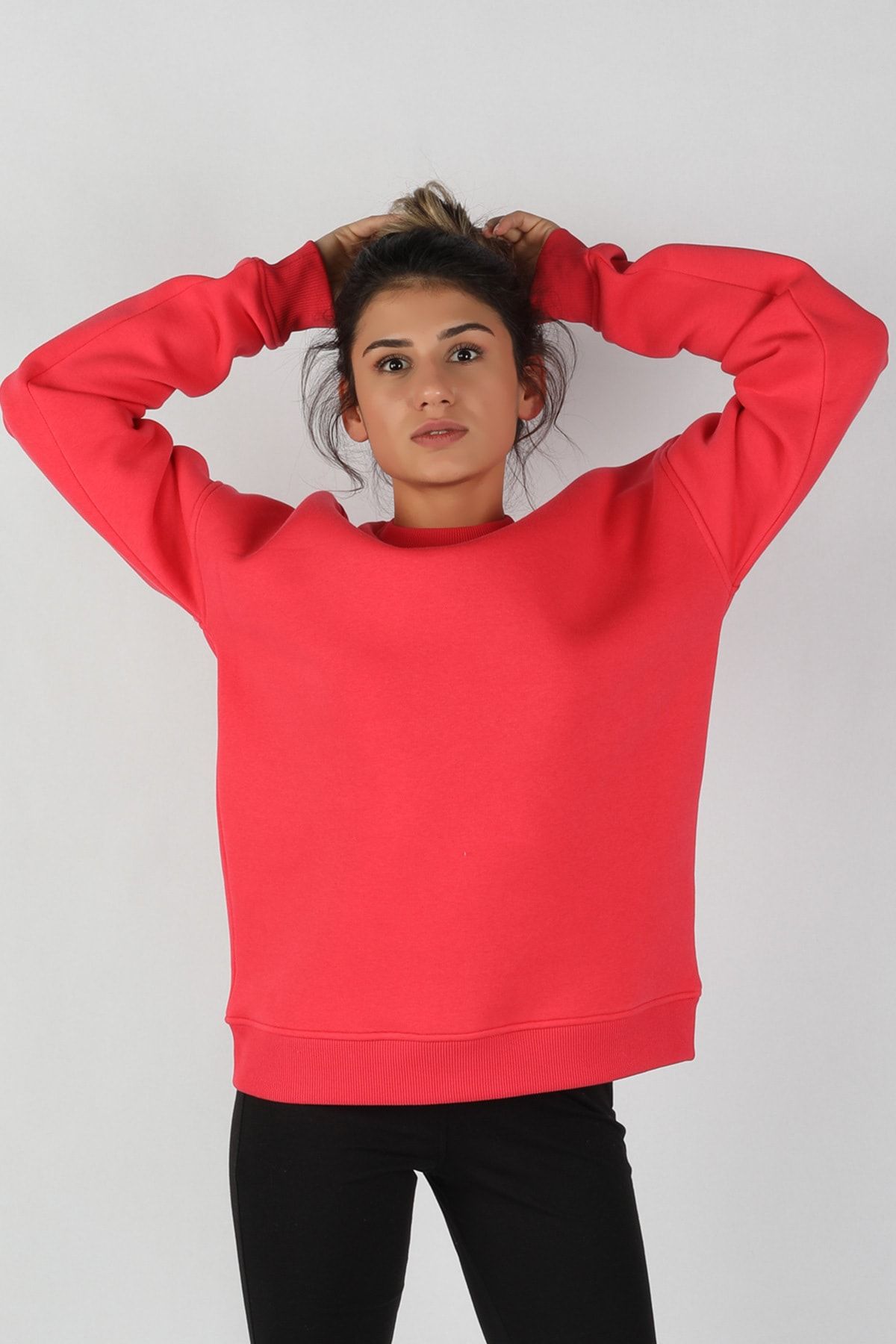 BALİNS Kadın Nar Sıfır Yaka Baskılı 3 Iplik Sweatshirt