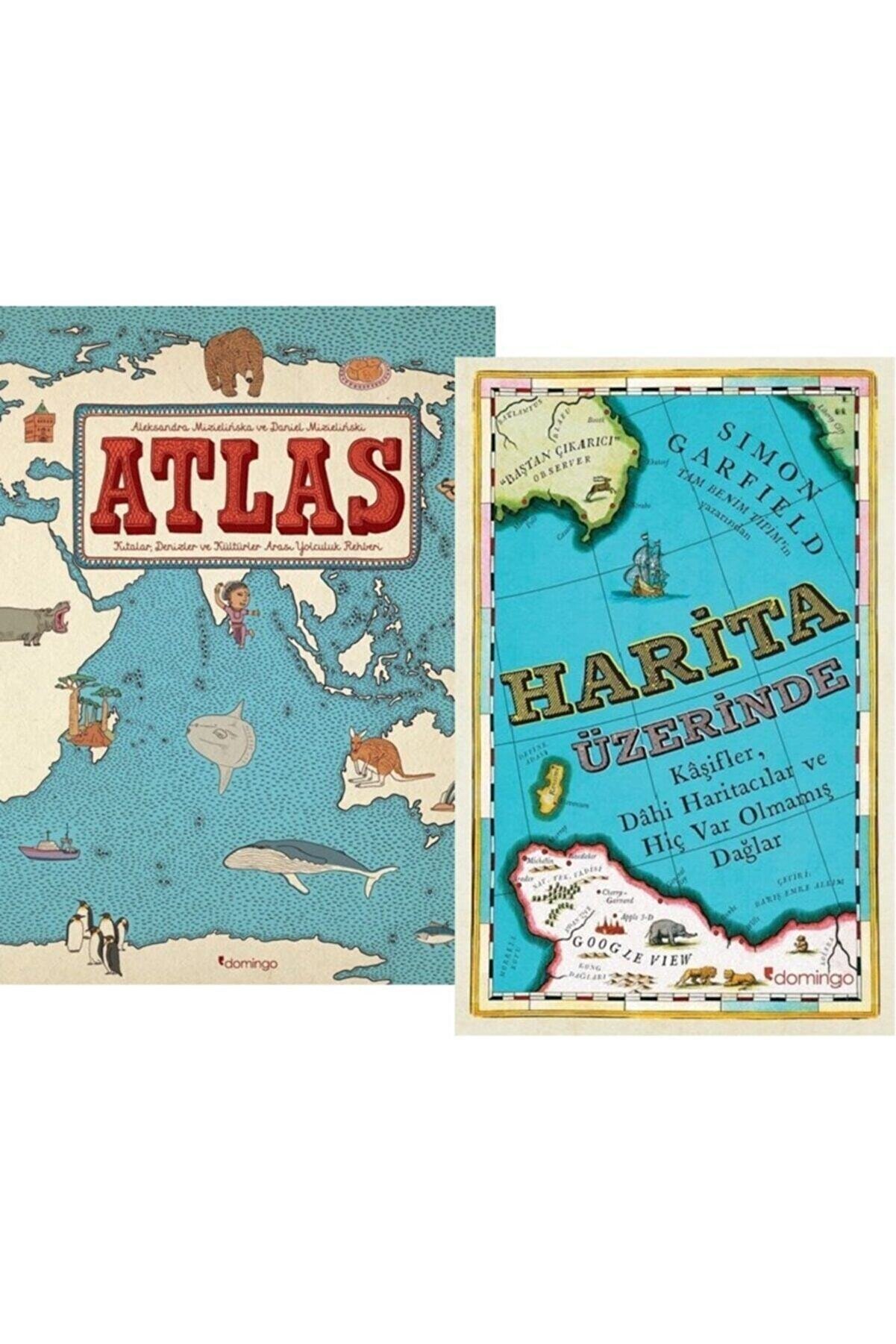 Domingo Yayınları Atlas: Kıtalar Denizler + Harita Üzerinde 2 Kitap Set