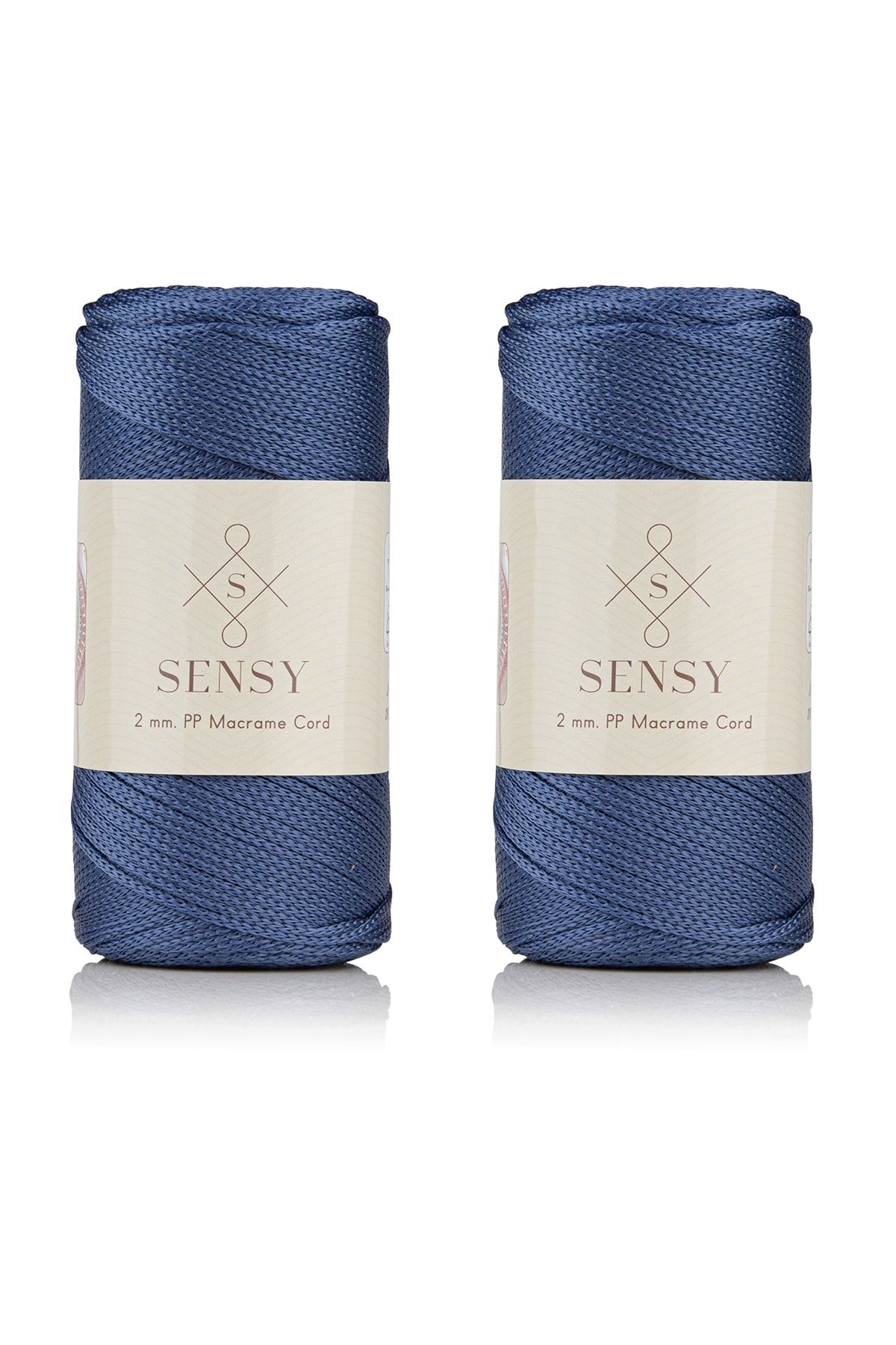 SENSY Premium 400 gr Polyester Makrome Ipi 2 Mm 2li Set Kot Mavisi Makrame Ip Supla Çanta Ipi No:4