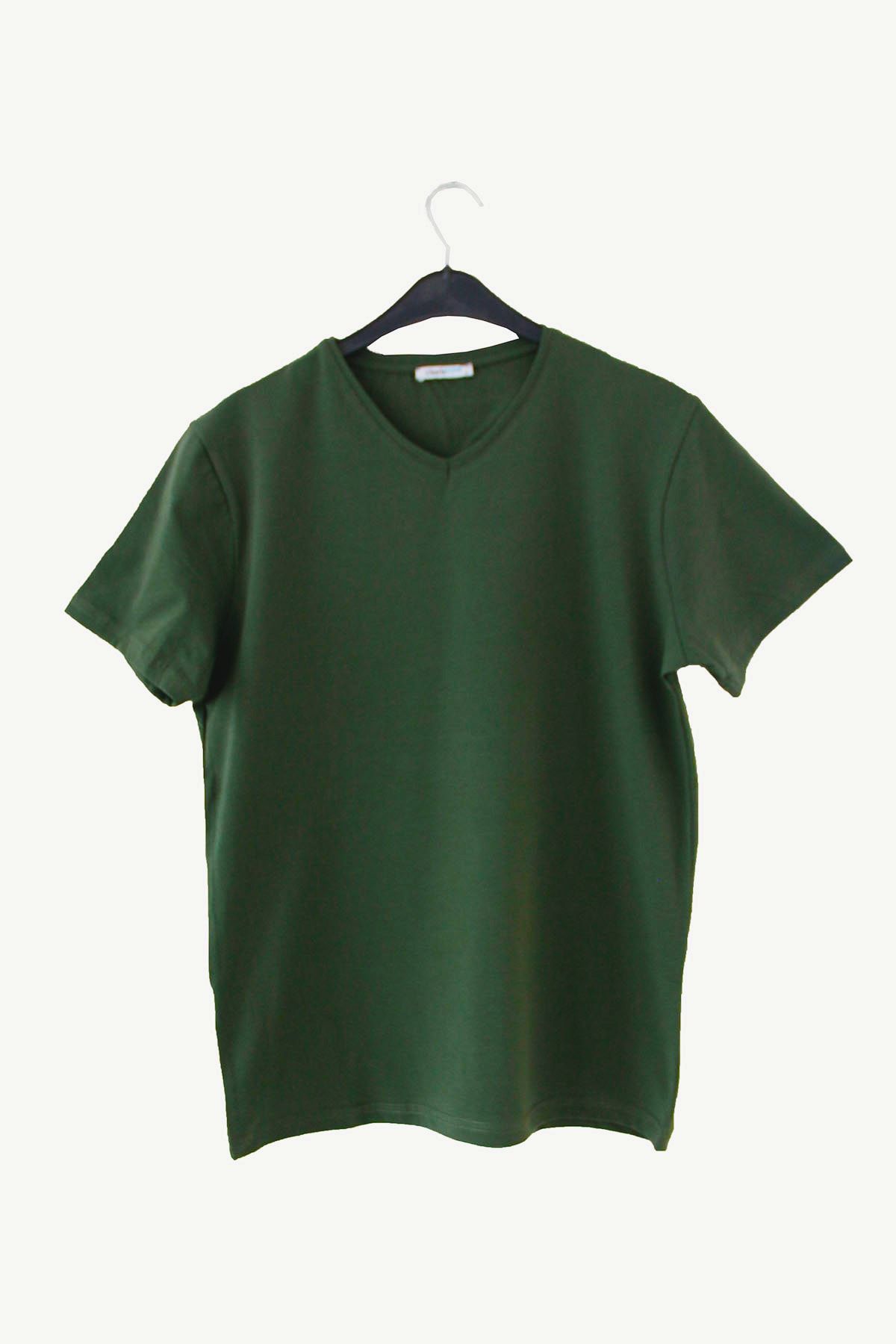 Darkzone Basic V Yaka Yeşil Erkek T-shirt