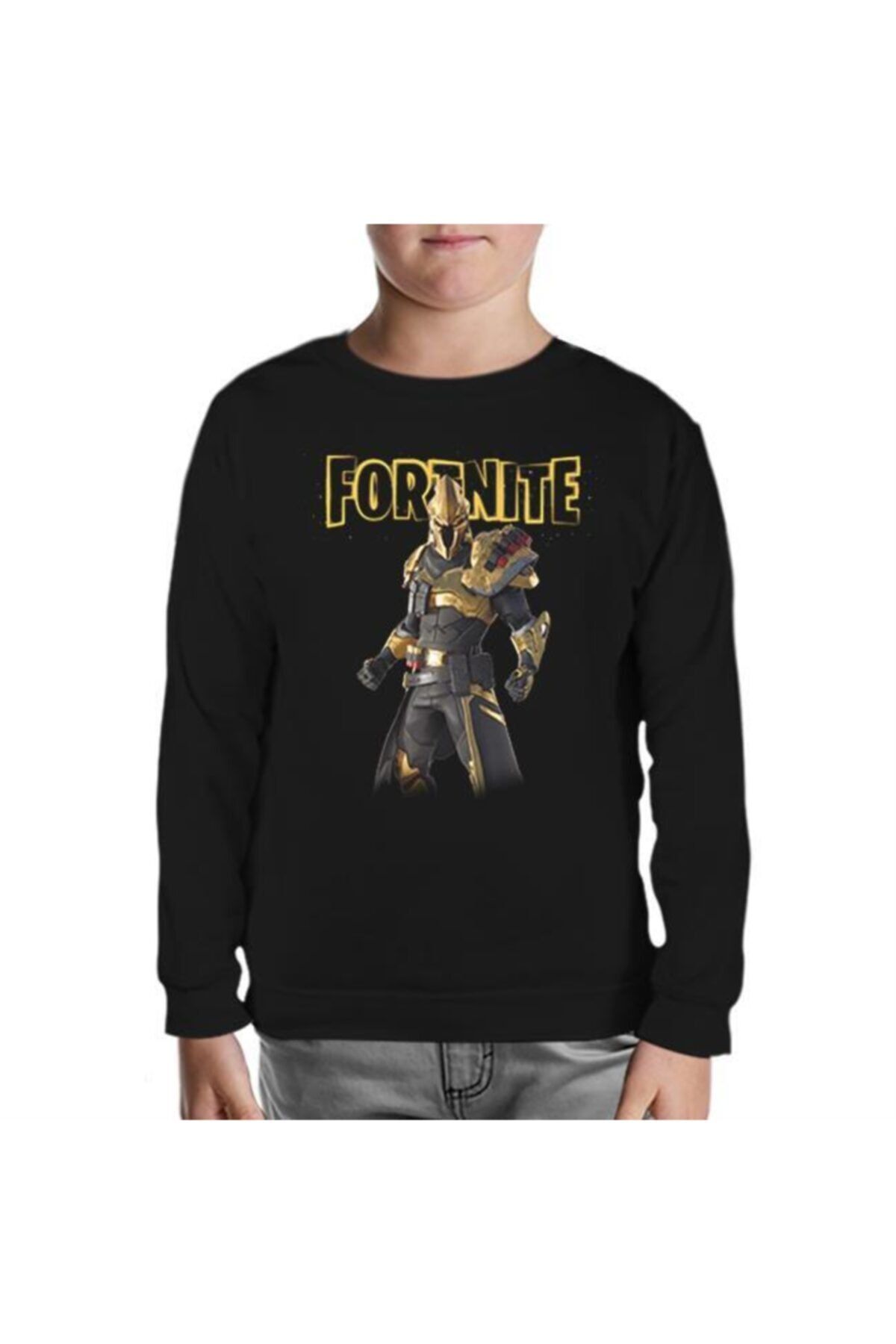 Lord T-Shirt Çocuk Siyah Fortnite - Ultima Knight Baskılı Sweatshirt