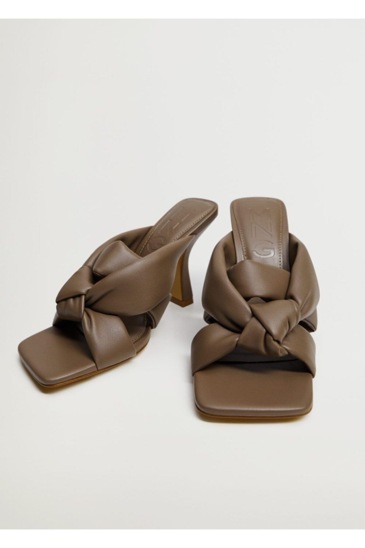 MANGO Kadın Açık/Pastel Kahverengi Düğüm Detaylı Topuklu Ayakkabı