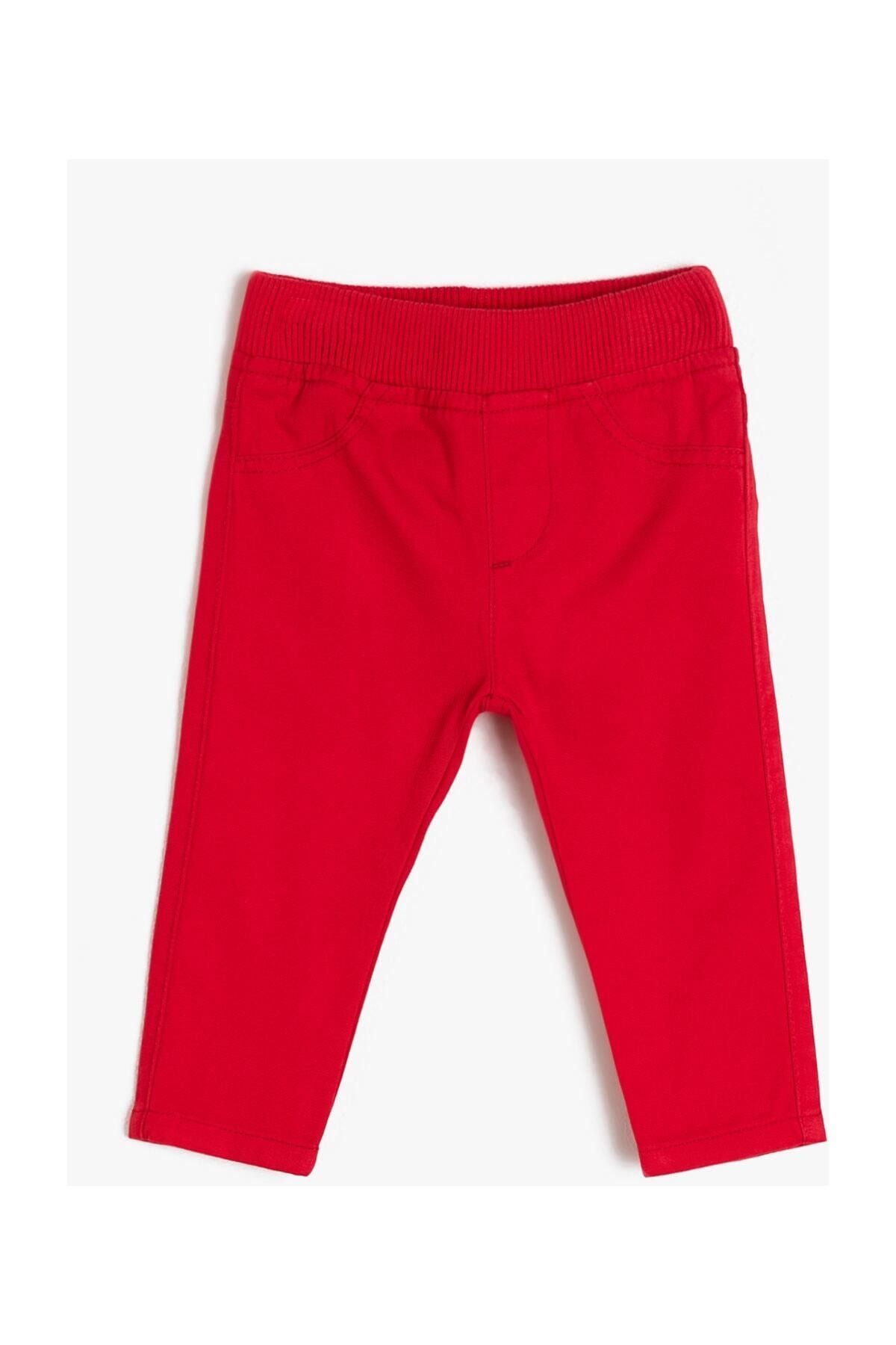 Koton Kız Bebek Kırmızı Rahat Kesim Pantolon