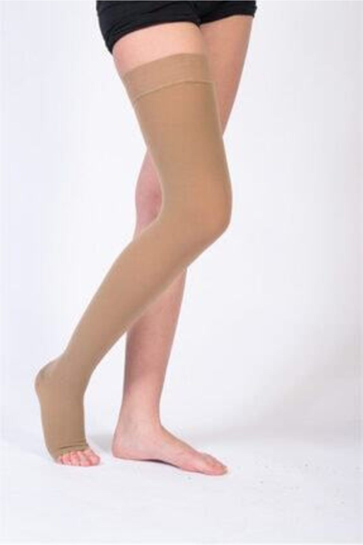 ORLEX Kadın Diz Üstü Silikonlu Çorabı Burnu Açık