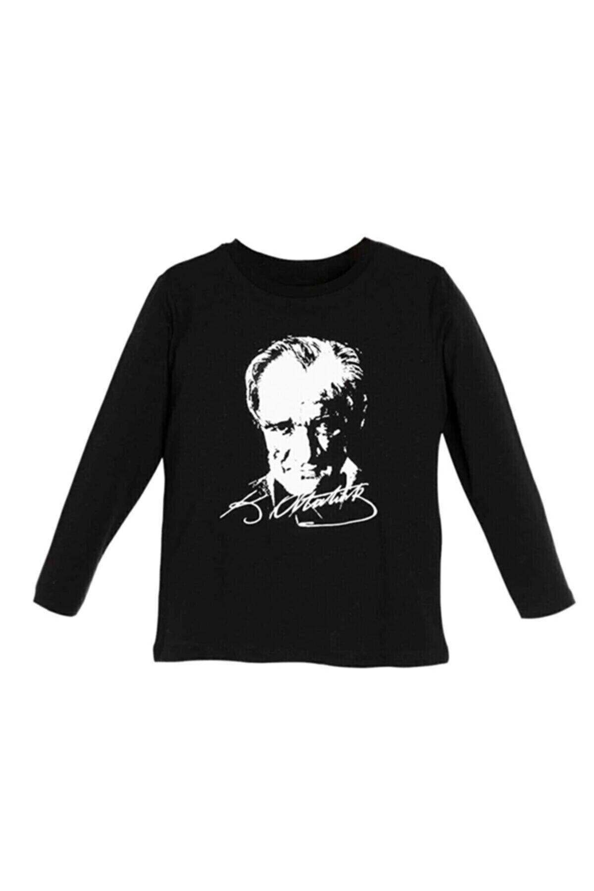 Nacar Atatürk Baskılı Pamuklu Likralı Uzun Kollu 10 Kasım 23 Nisan 29 Ekim T-shirt