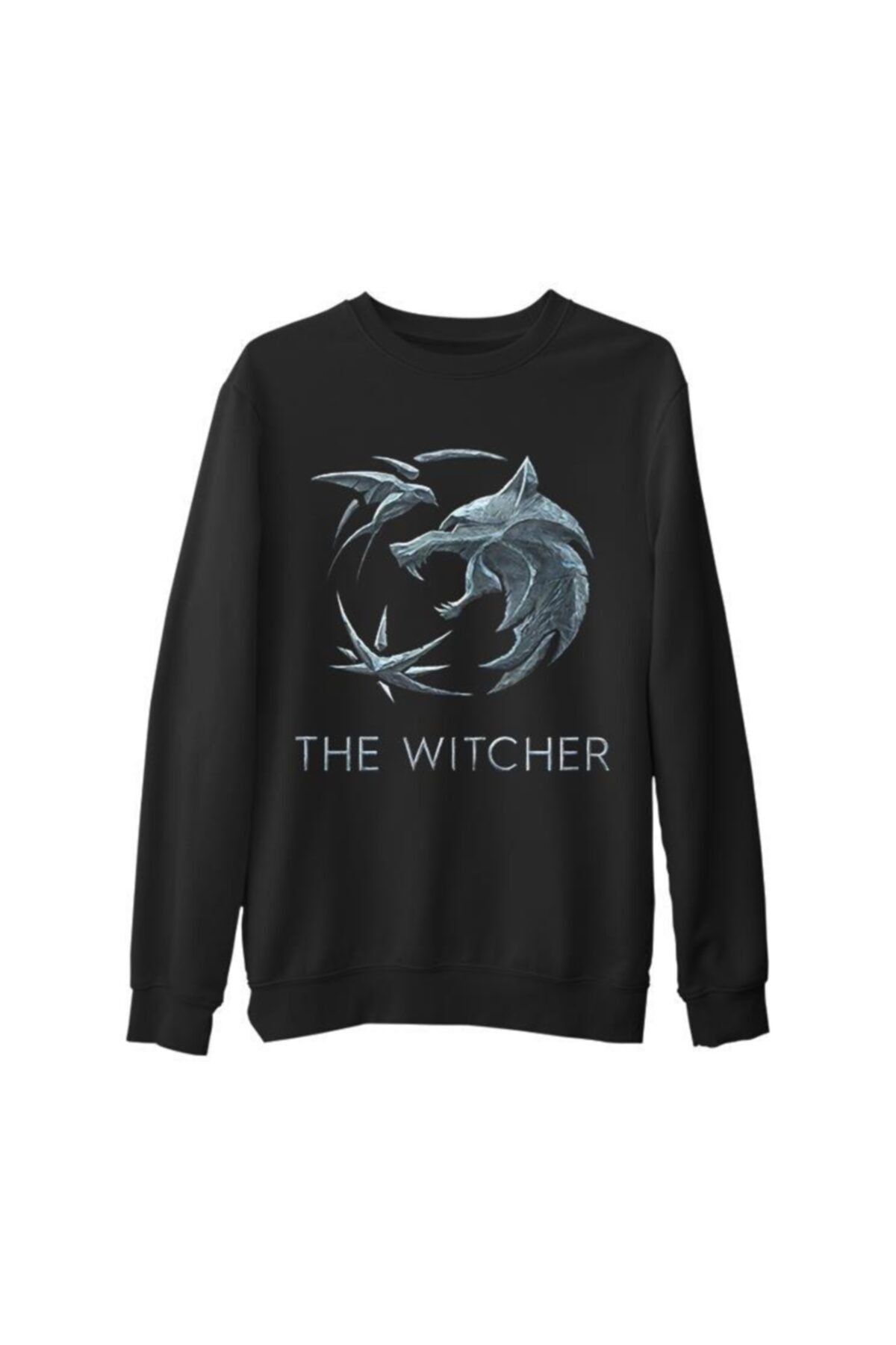 Lord T-Shirt Erkek Siyah The Witcher - Wolf Kalın Sweatshirt